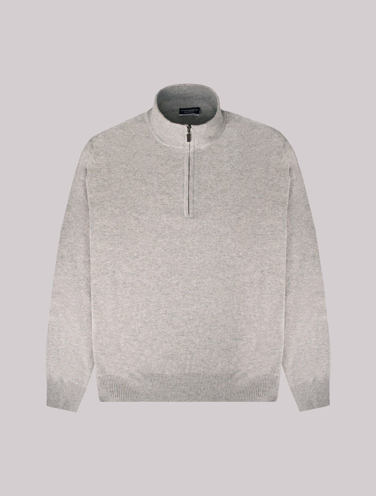 Light Grey Knitted Half Zip Sweater