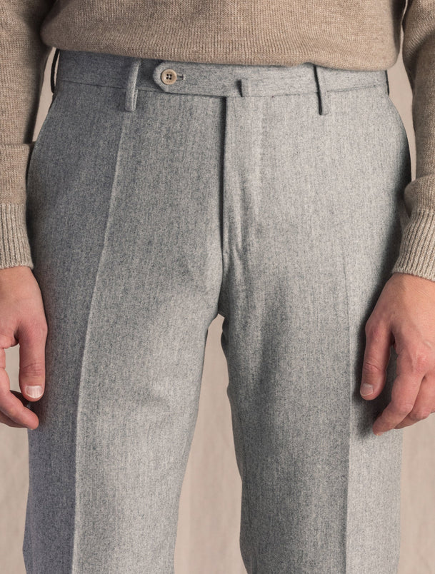 Slim Fit Grey Flannel Trousers
