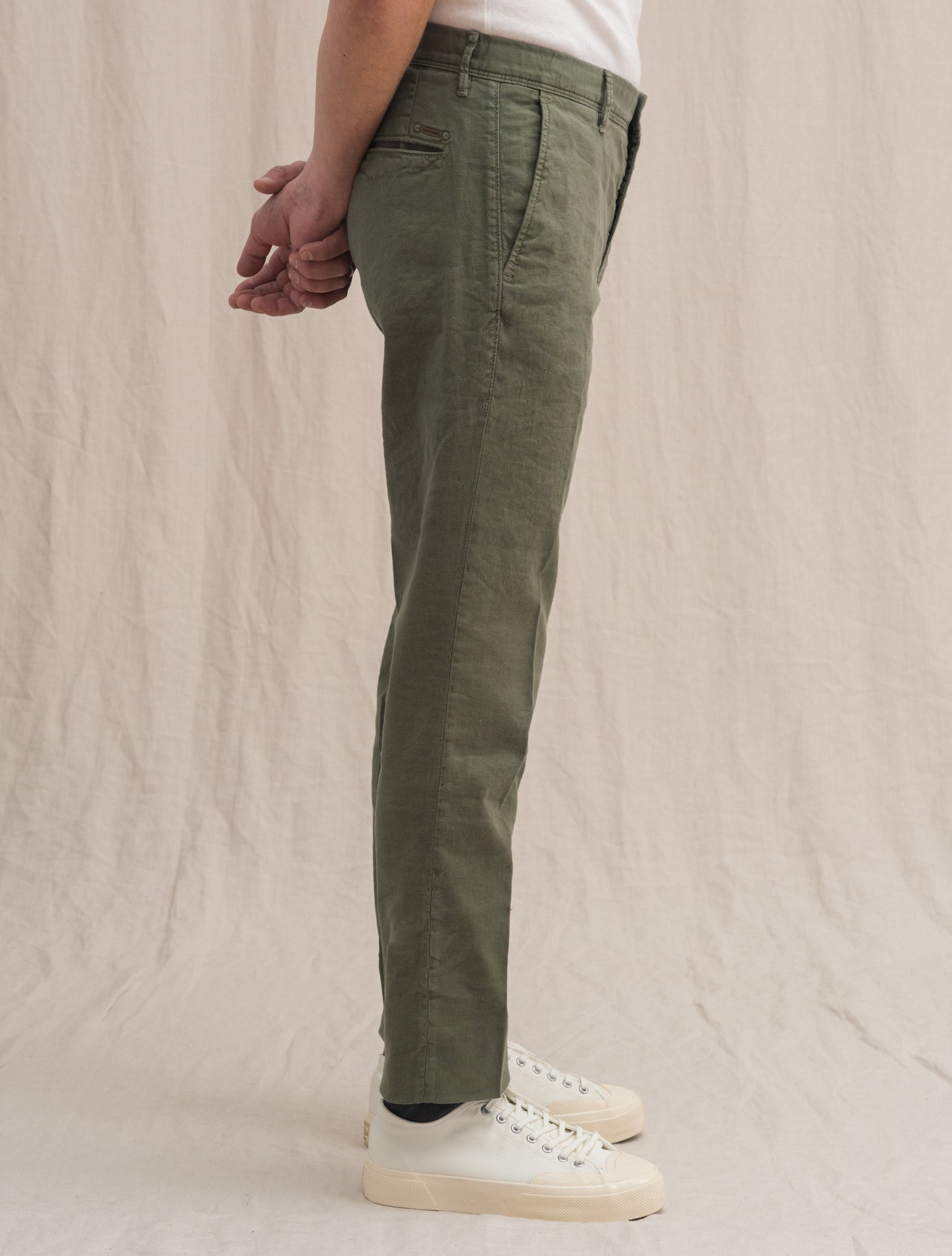 Linen Cotton Slim Fit Slacks Green Incotex Trousers 31
