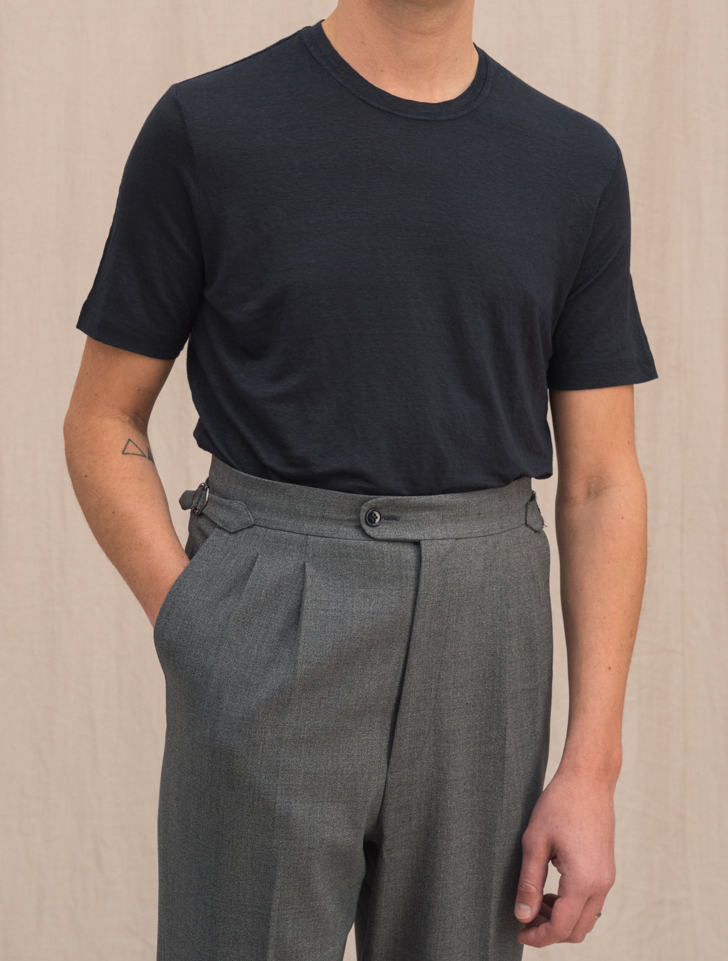 Linen Mix T-shirt Antracit Gabucci T-shirts 48