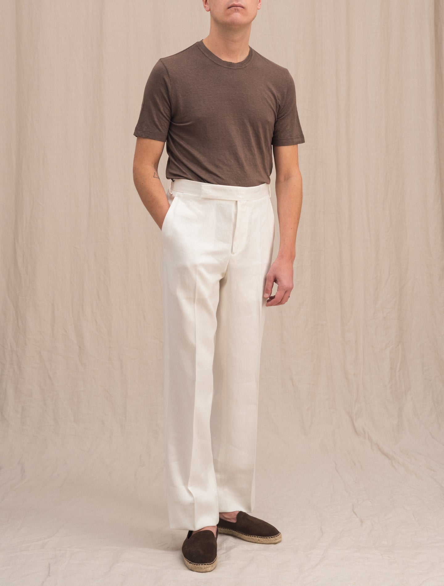 Linen Mix T-shirt Brown Gabucci T-shirts 48