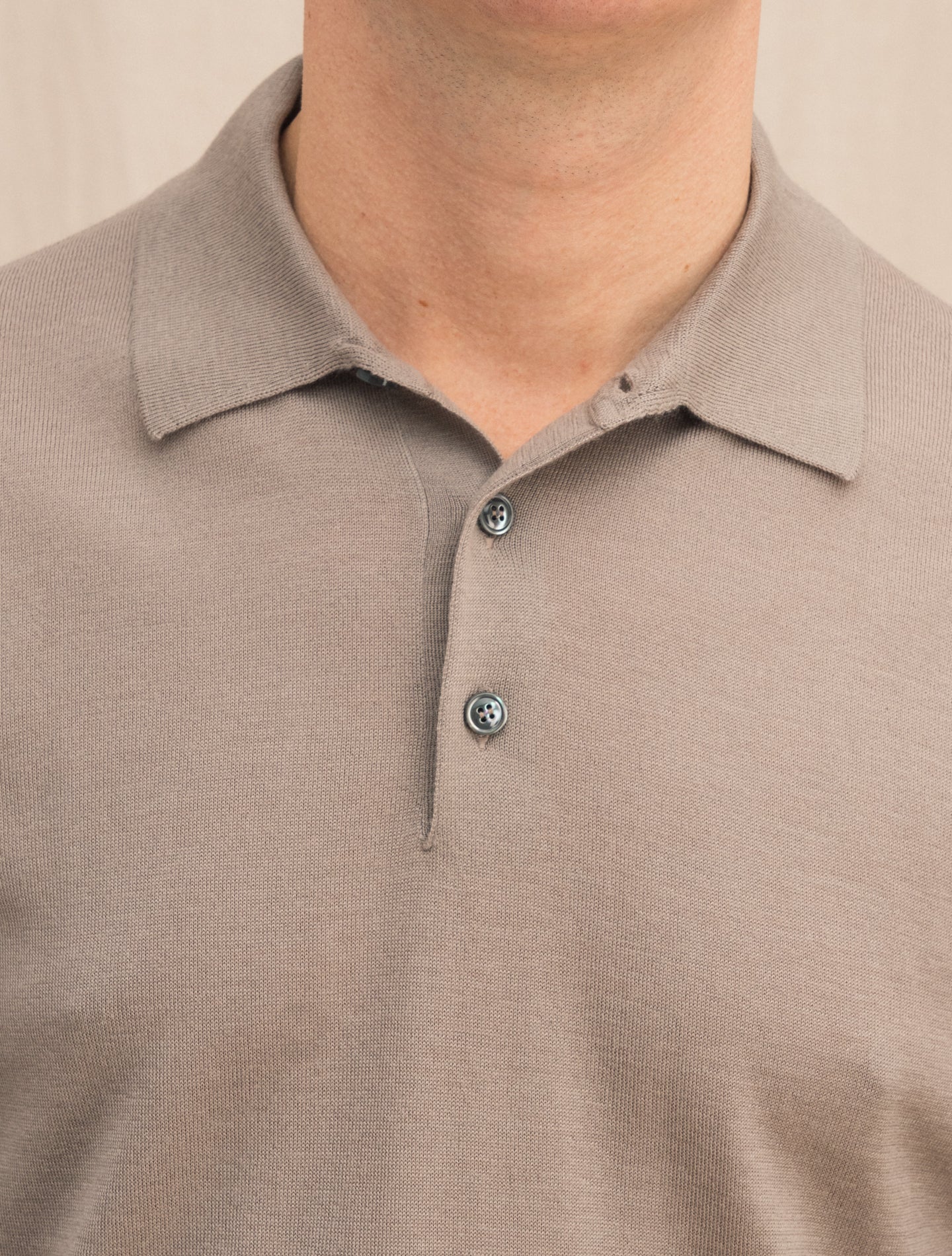 Long Sleeve Cashmere Polo Shirt Taupe Gabucci Shirts 48