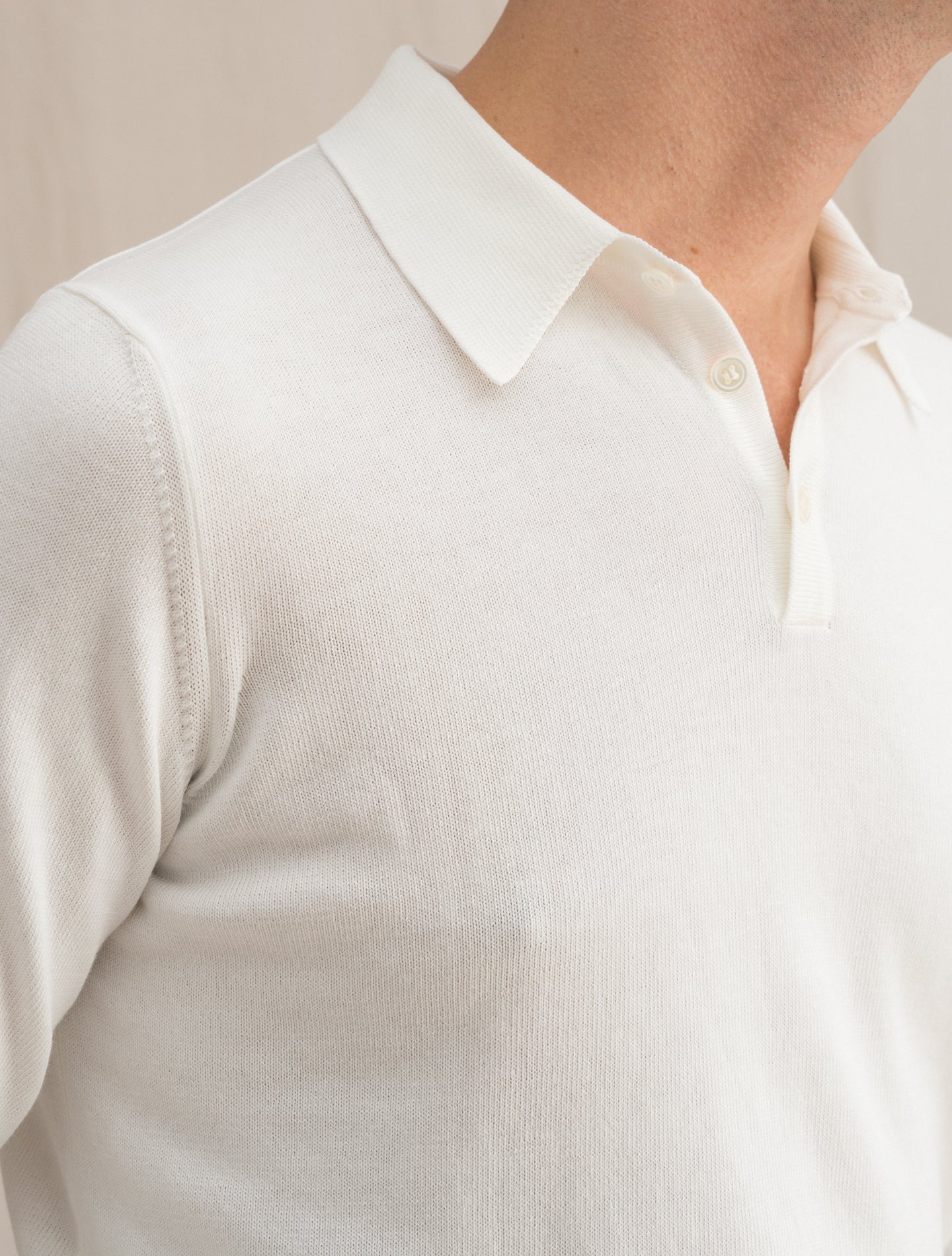 Long Sleeve Cotton Polo Shirt Off White Morgano Knitwear 46