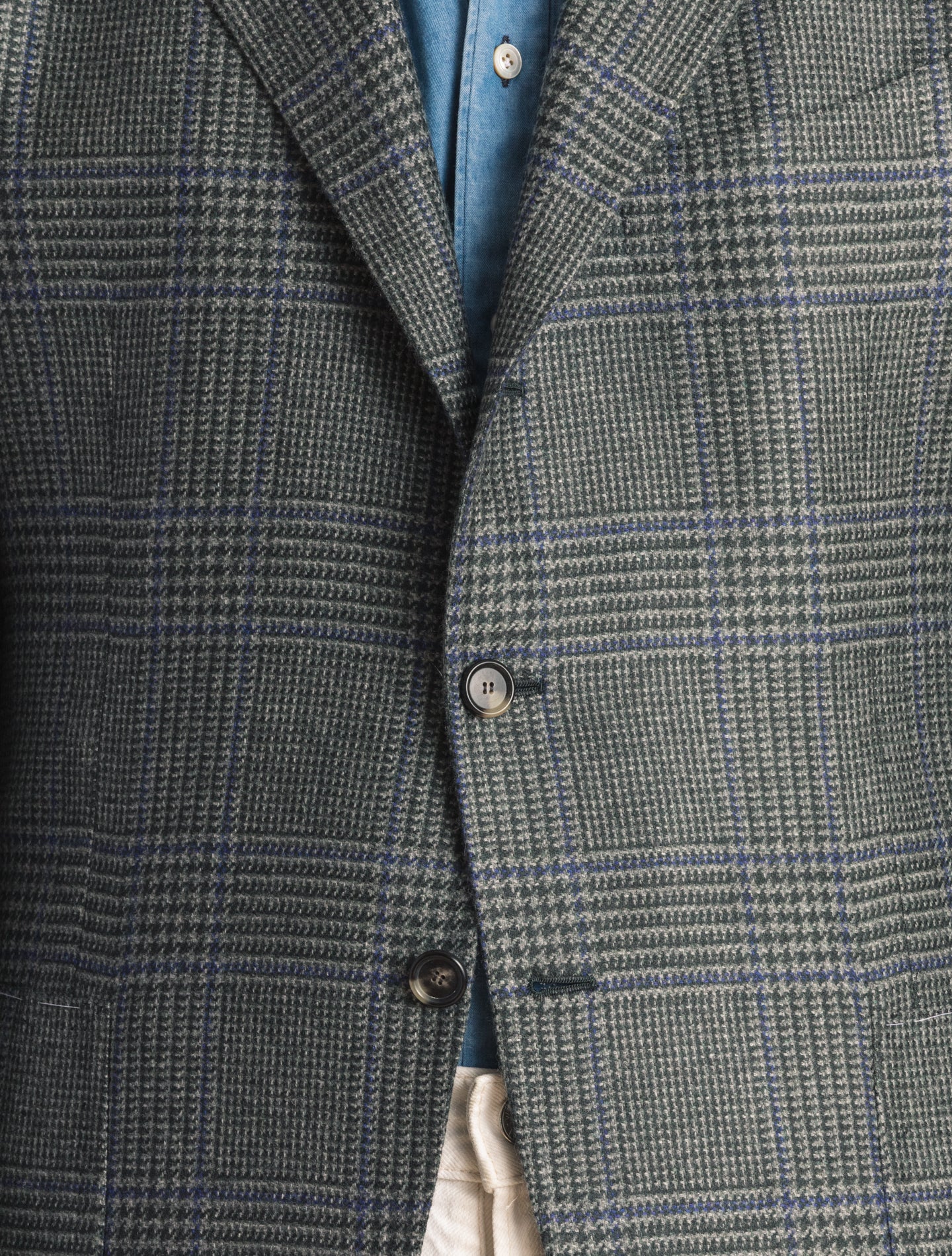 Mid Grey Glecnchek Cashmere Single Breasted Jacket | Gabucci