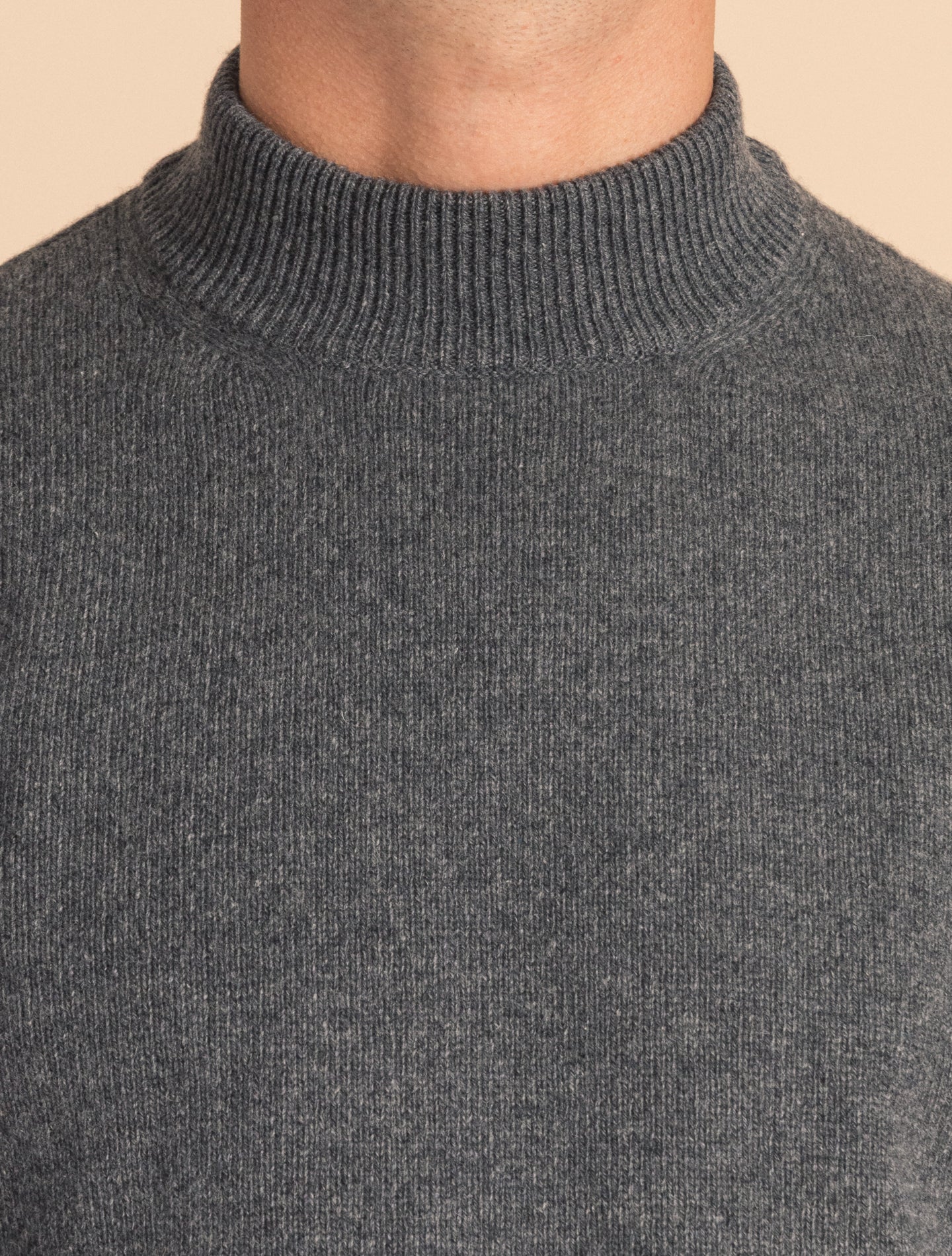 Mid Grey Heavy Knitted Mockneck | Gabucci