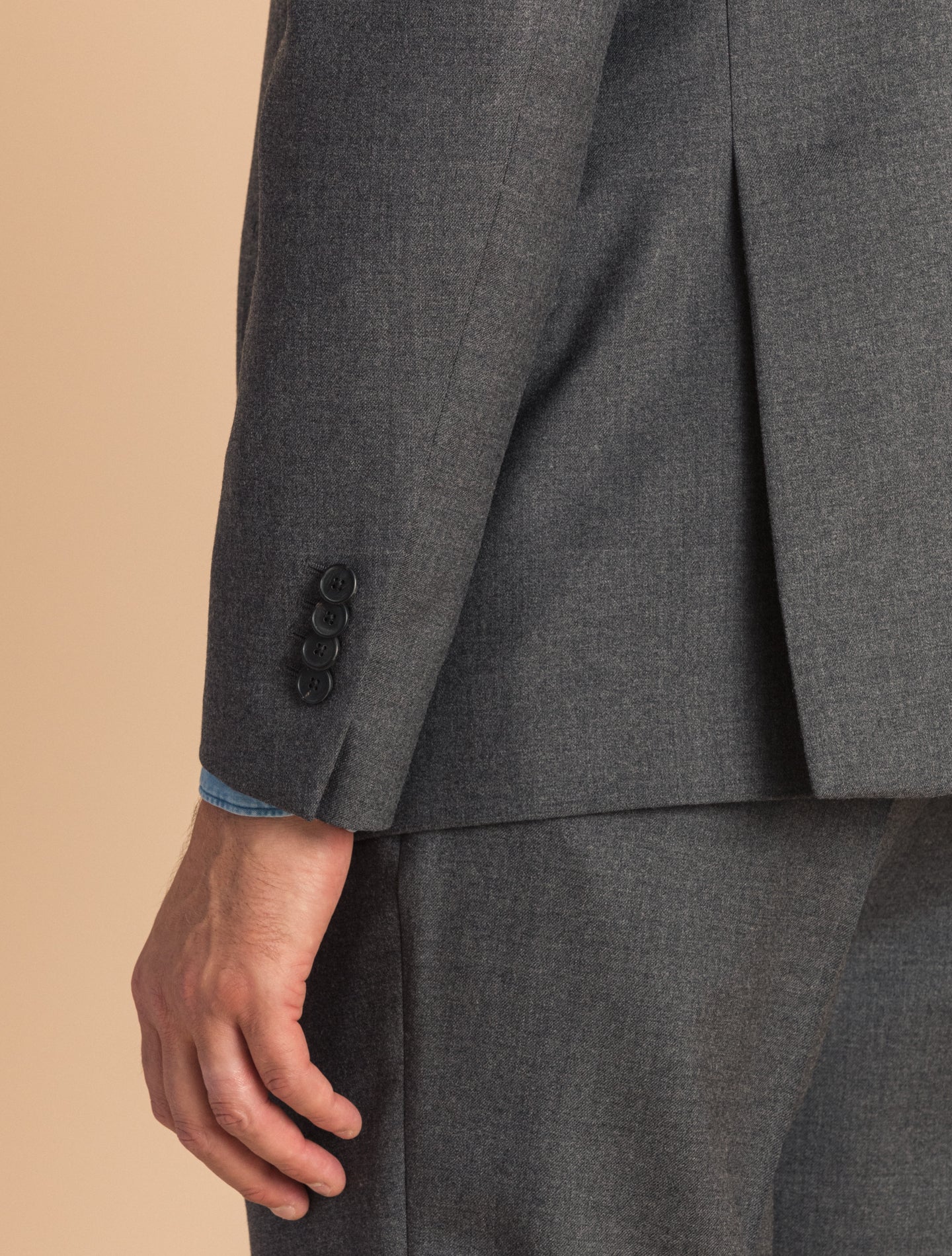 Mid Grey Twill Single breasted Wool Suit | Gabucci