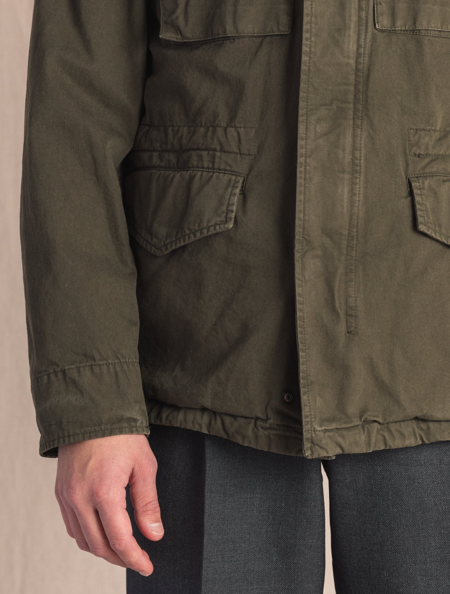 Military Green Minifield Jacket Cotton | Gabucci