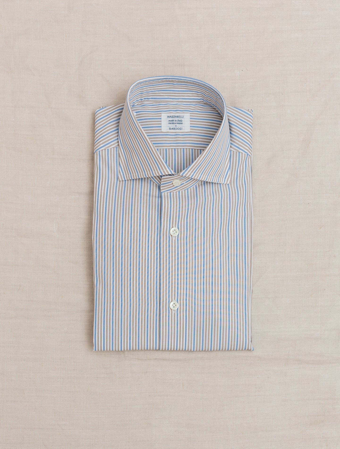 Multi Stripe Cotton Shirt Beige | Gabucci