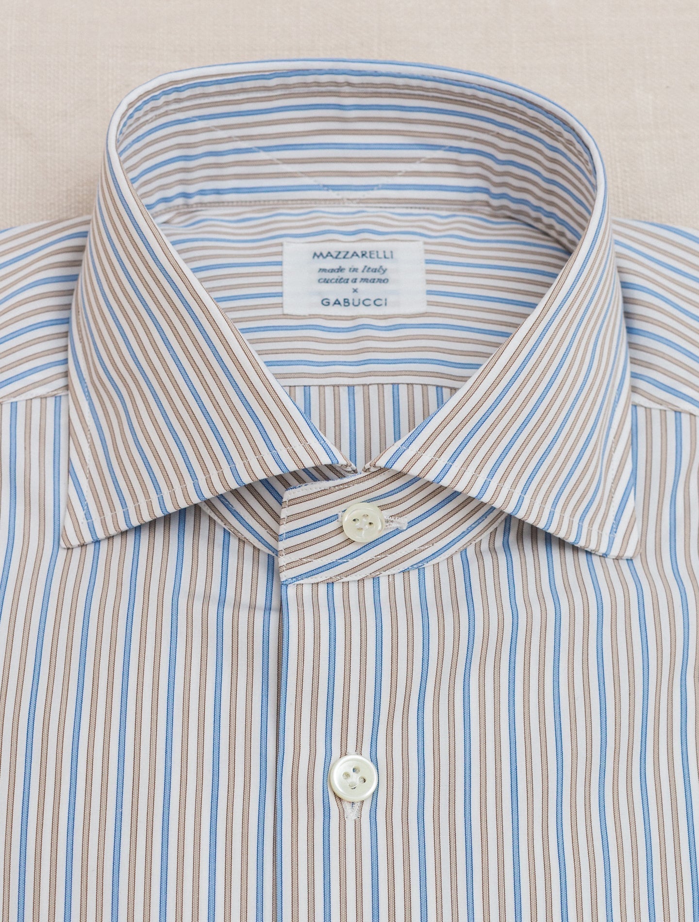 Multi Stripe Cotton Shirt Beige | Gabucci