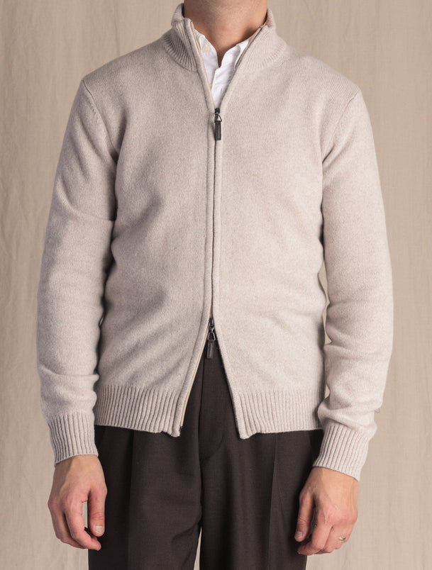 Heavy Knitted Full Zip Natural Gabucci Cardigan –
