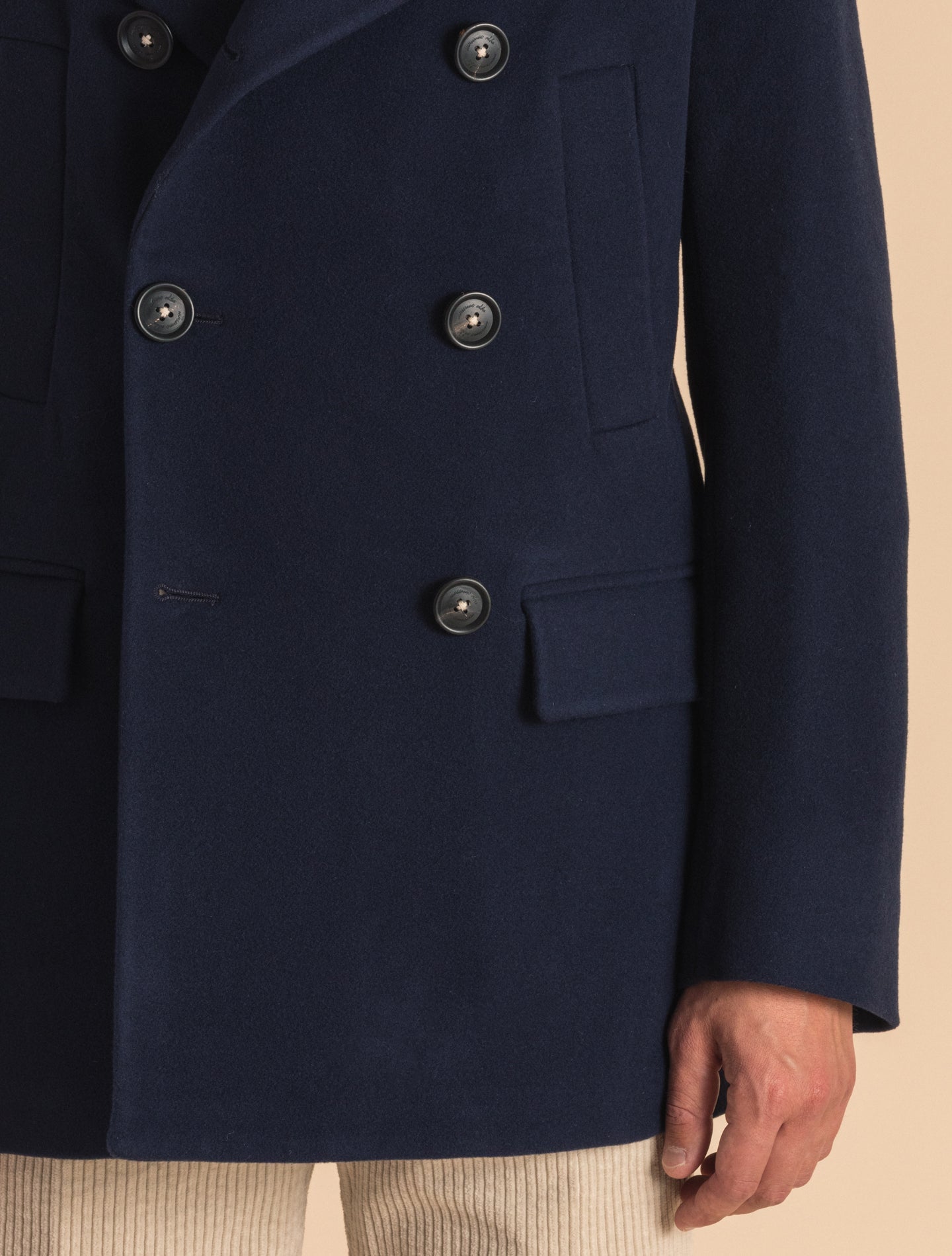 Navy Bellagio Wool Peacoat | Gabucci