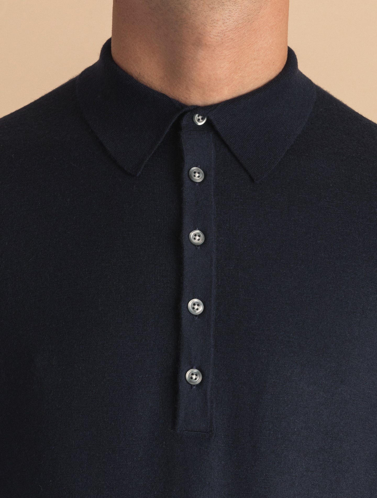 Navy Cashmere Polo Shirt | Gabucci