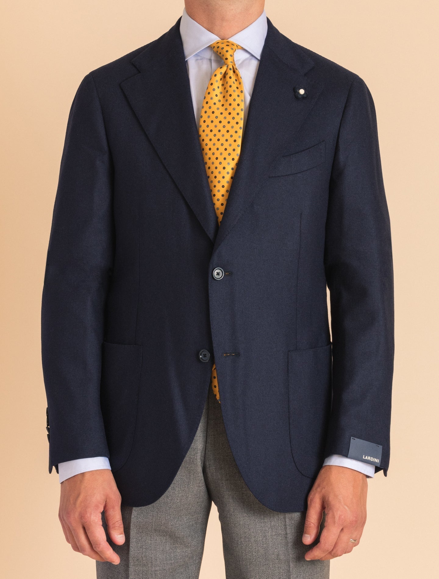 Navy Cashmere Unlined Single Breasted Jacket | Gabucci