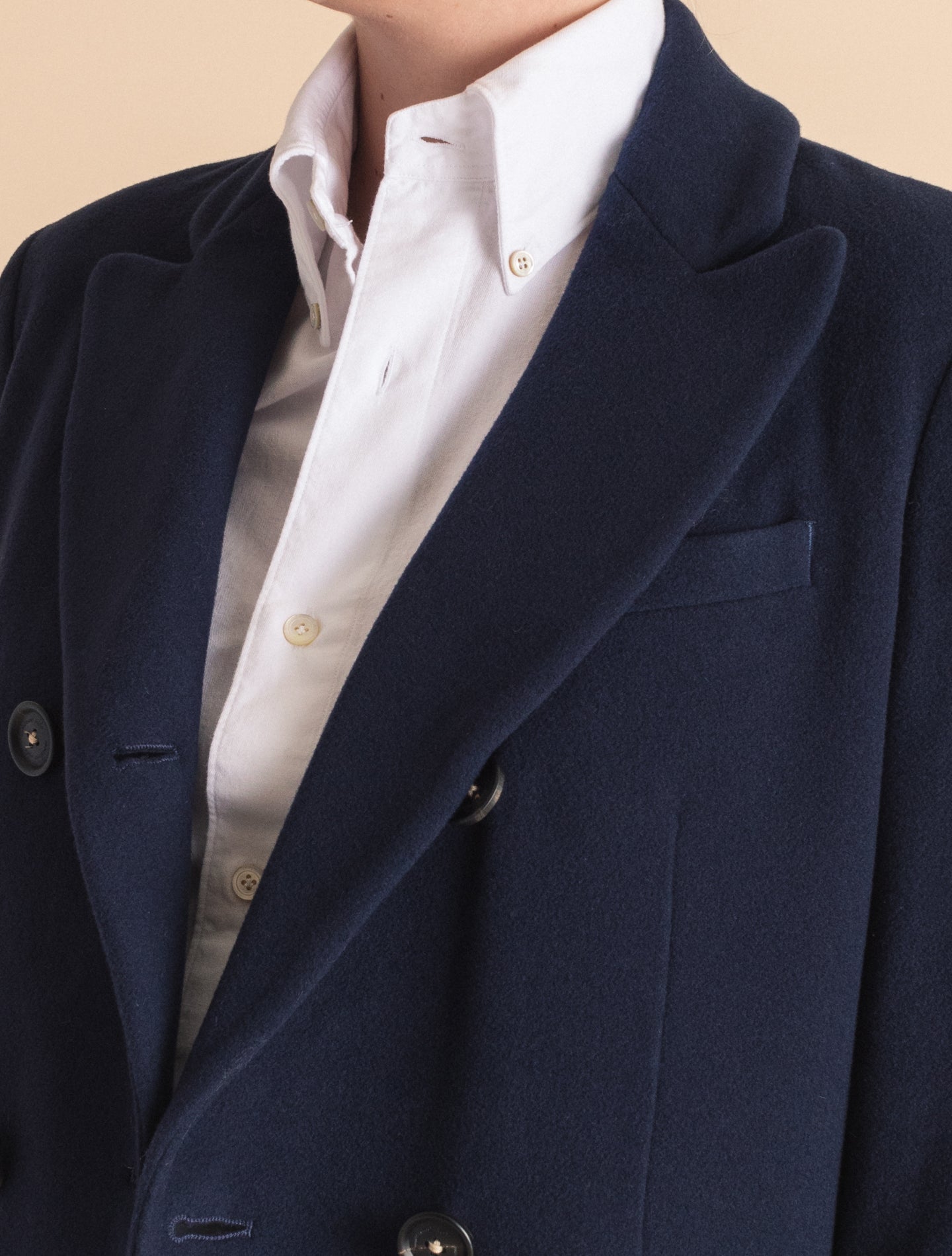 Navy Double Breasted Coat | Gabucci