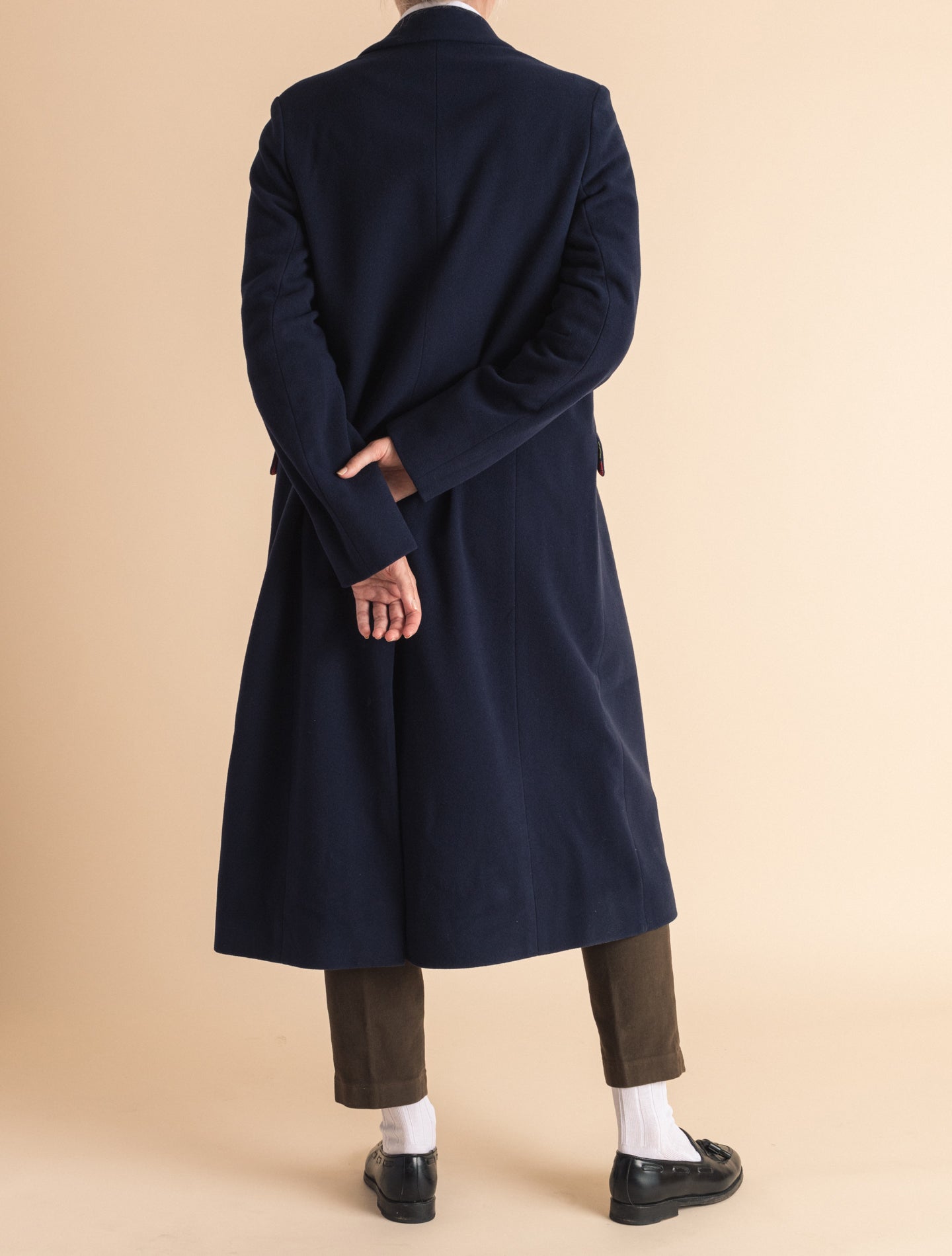 Navy Double Breasted Coat | Gabucci