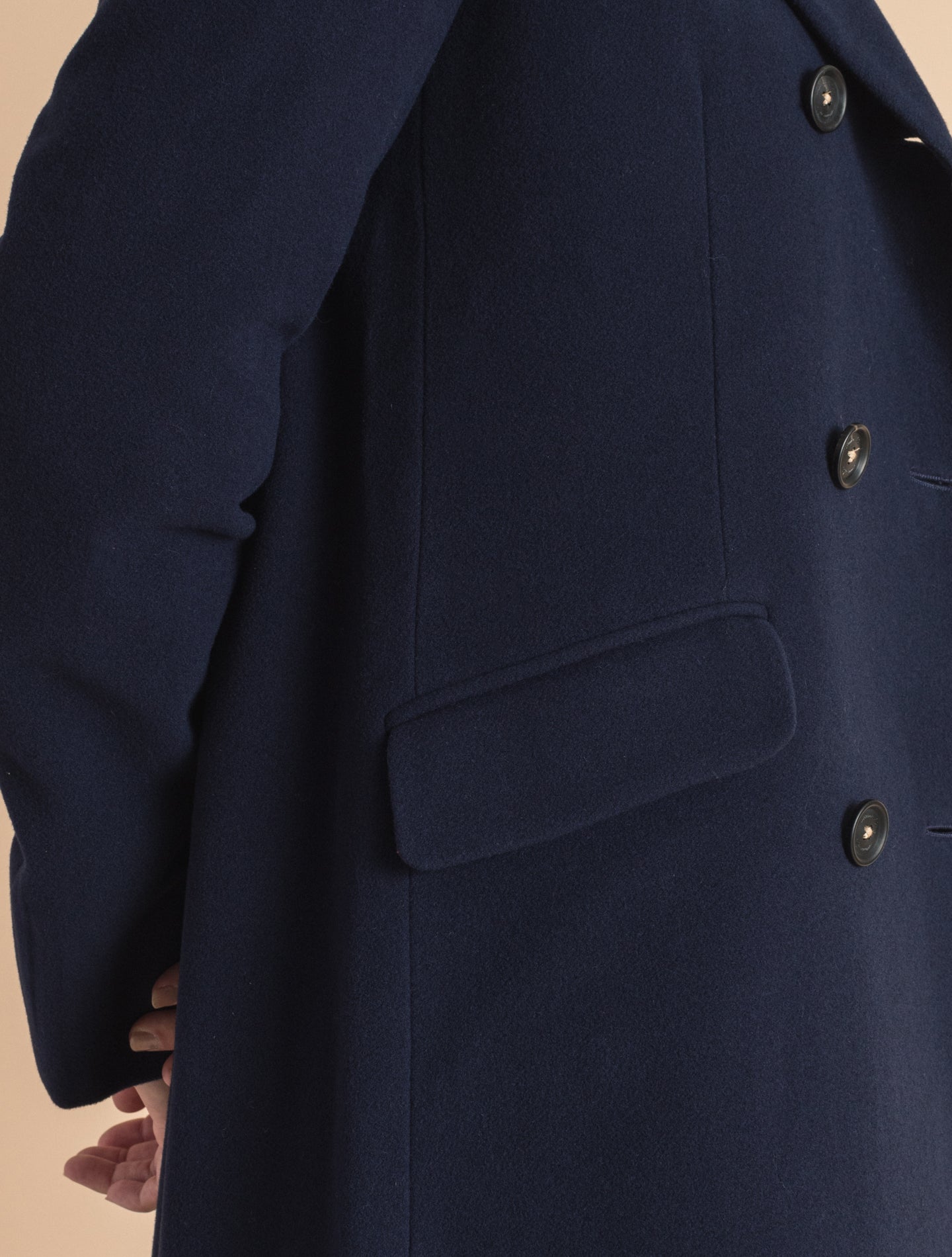 Navy Double Breasted Coat | Gabucci