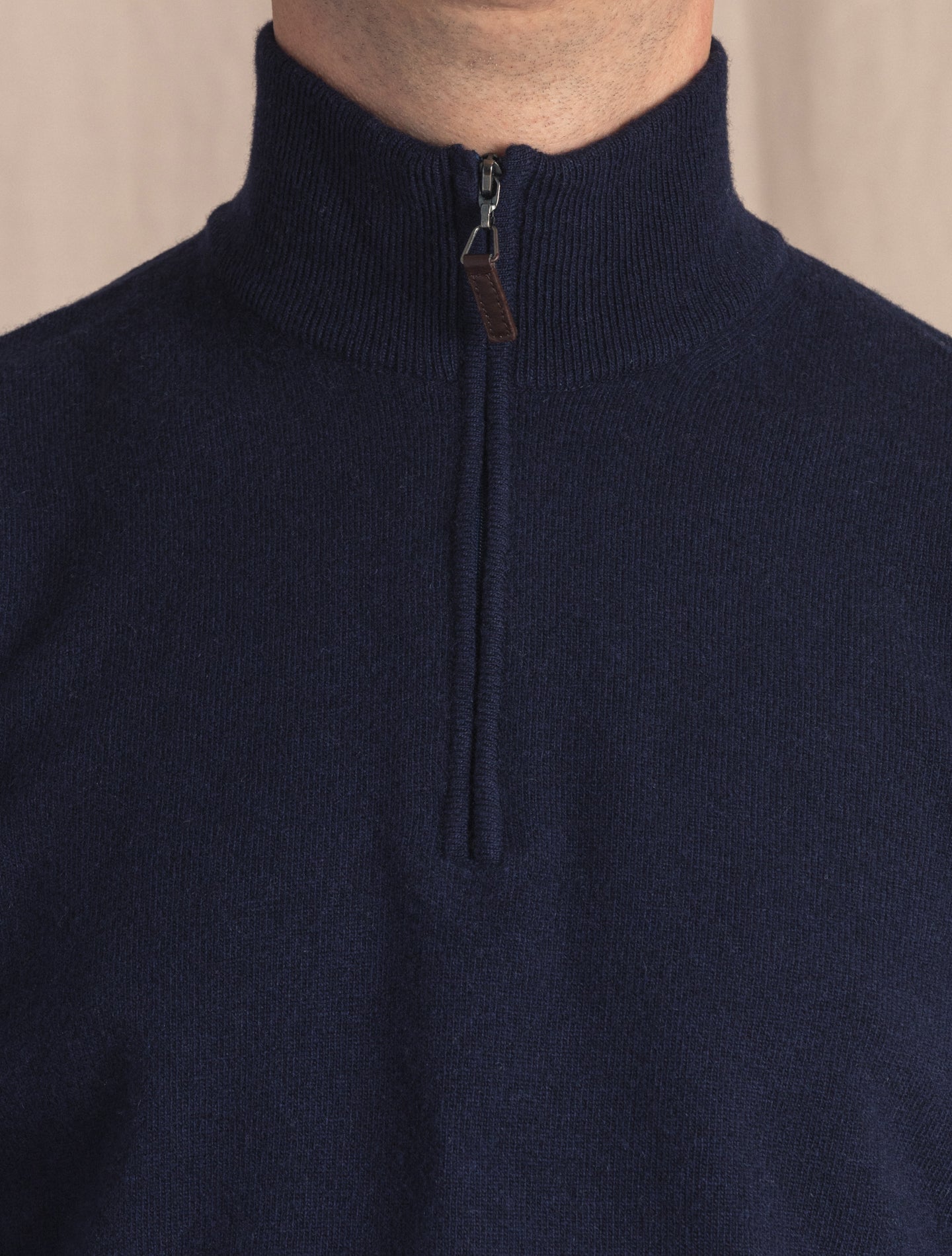 Navy Knitted 1/4 Zip Sweater | Gabucci