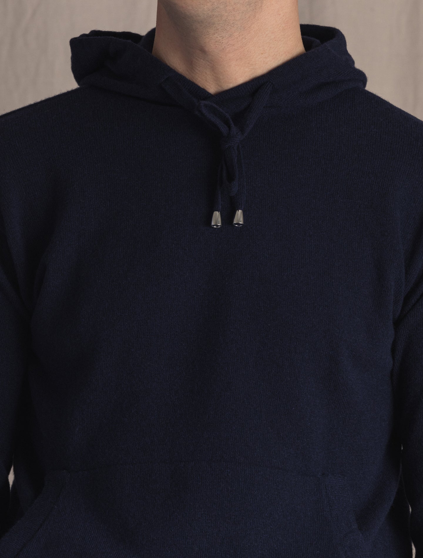 Navy Knitted Hoodie Sweater | Gabucci