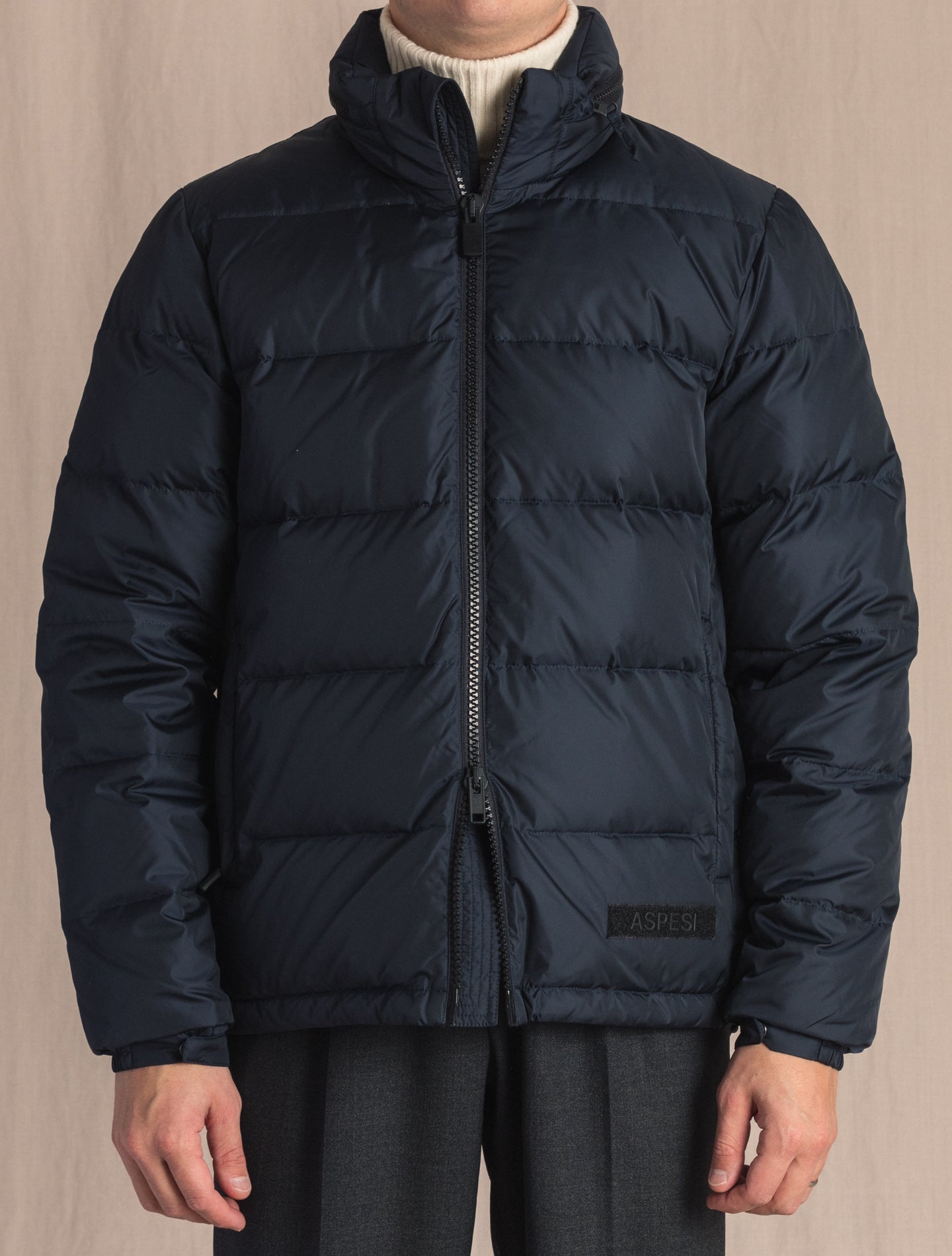 Navy Padded Poco Elastico Jacket | Gabucci