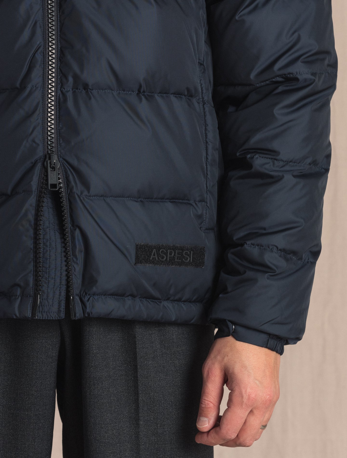 Navy Padded Poco Elastico Jacket | Gabucci