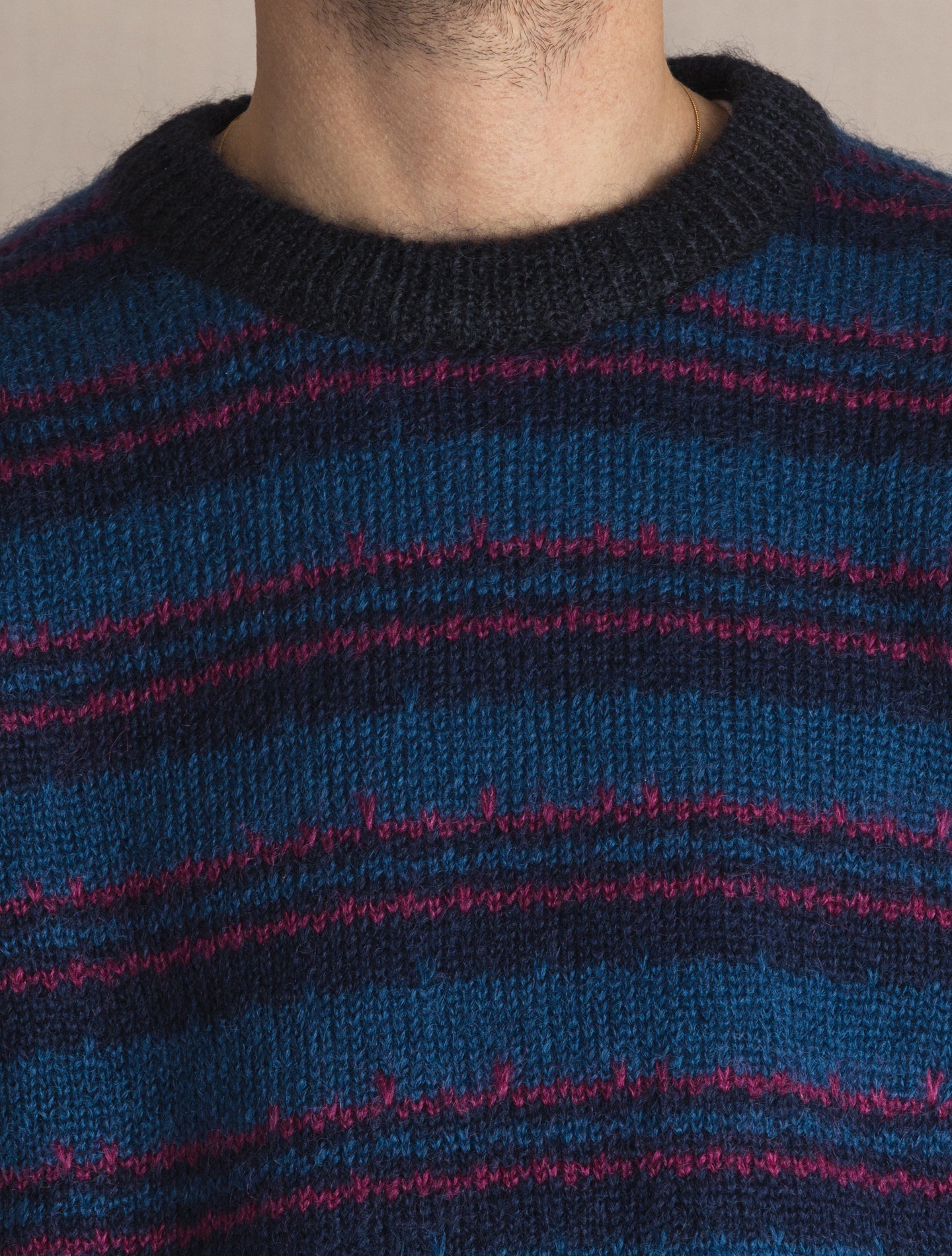 Navy striped Wool Silk Sweater | Gabucci