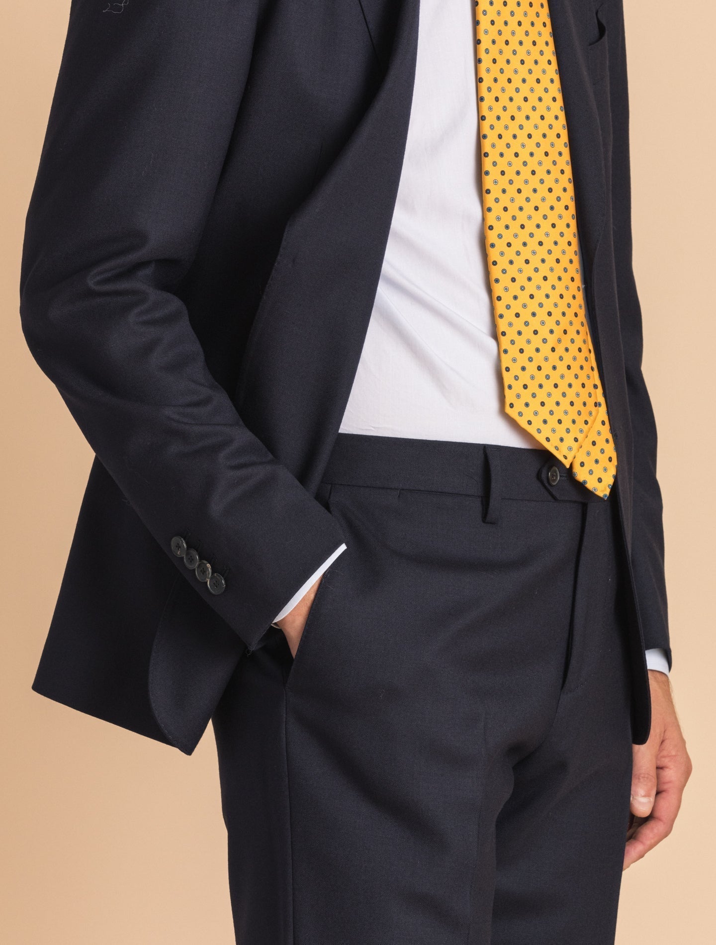 Navy Twill Wool Single Breasted Suit | Gabucci