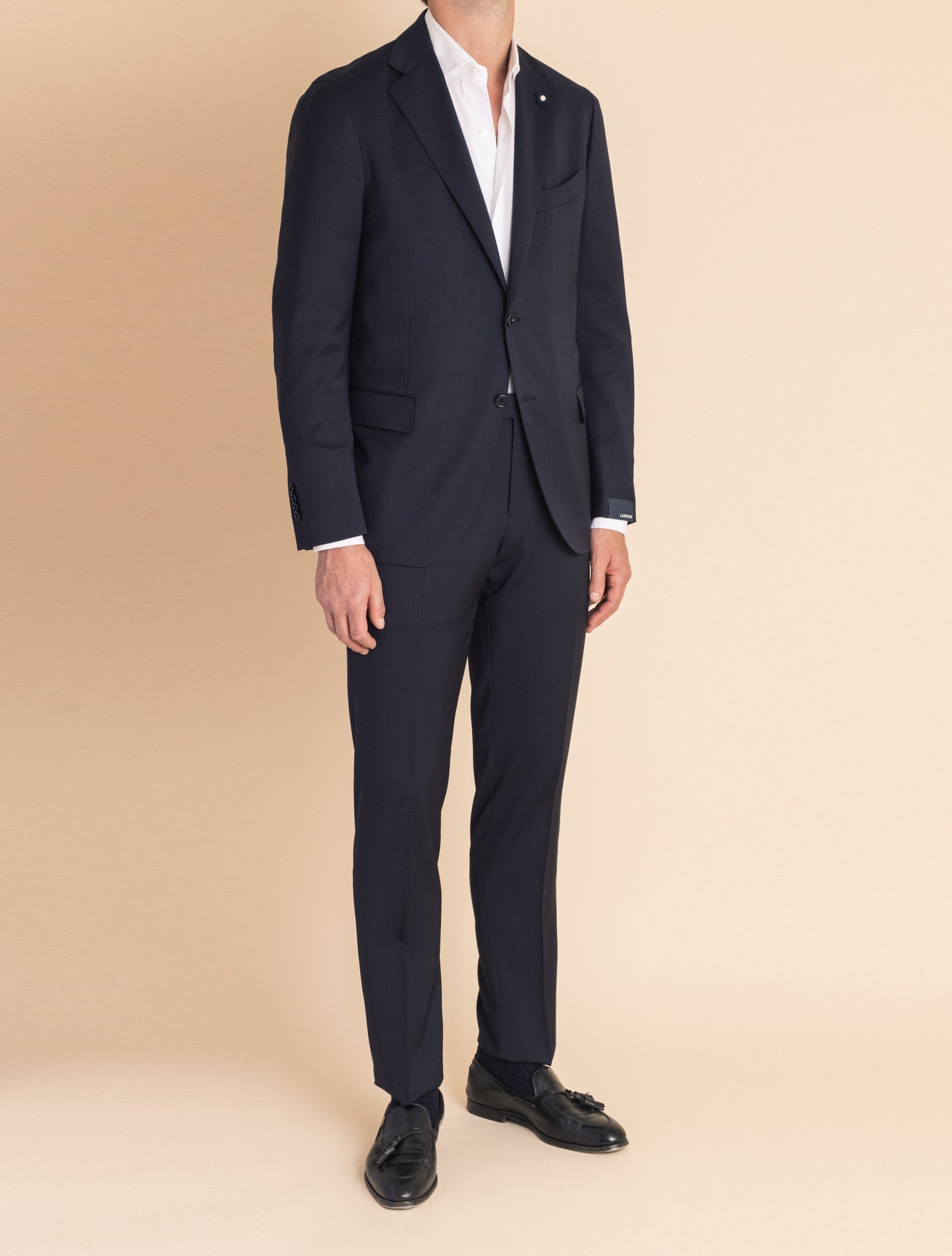 Navy Wool Twill Single Breasted Suit | Gabucci