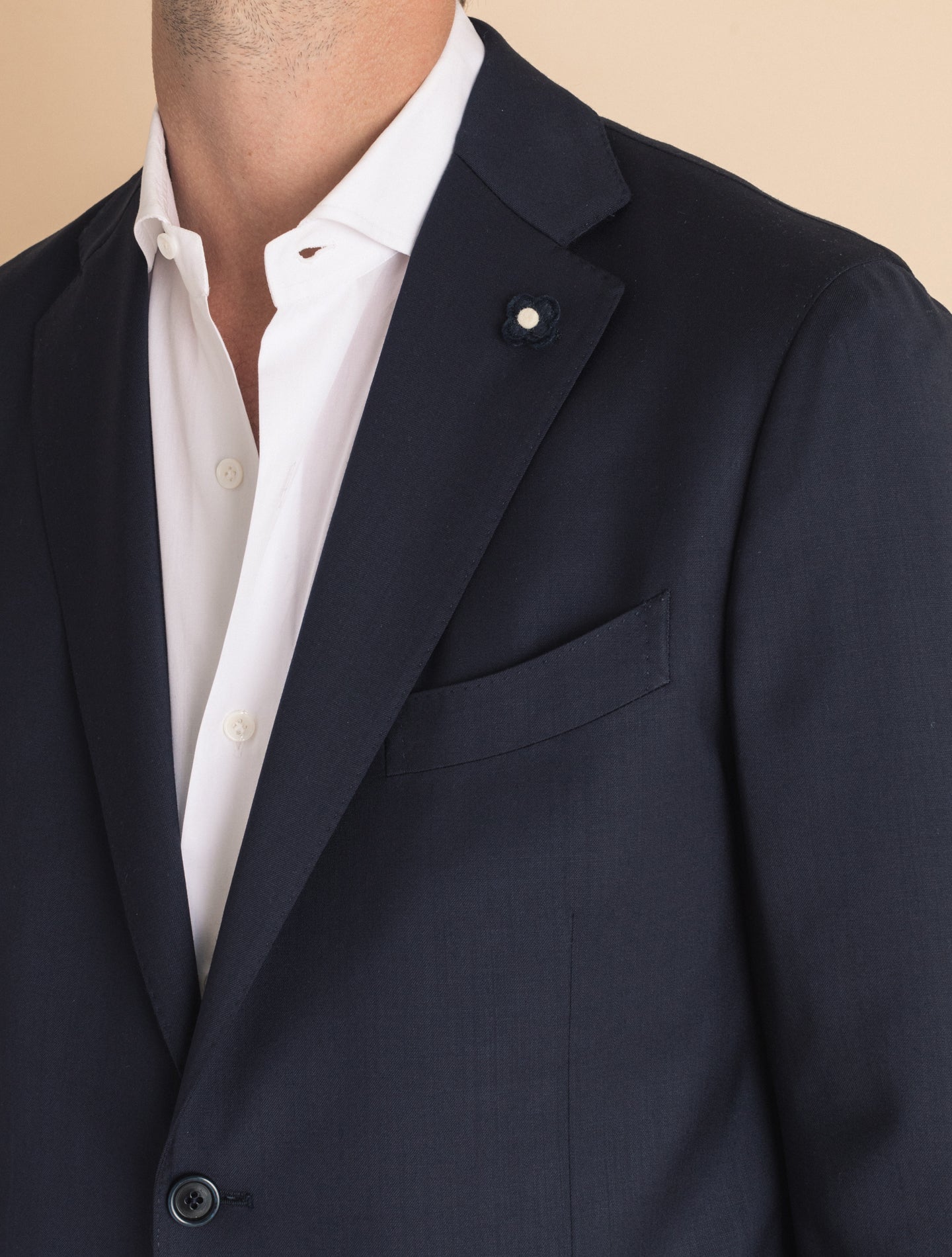 Navy Wool Twill Single Breasted Suit | Gabucci