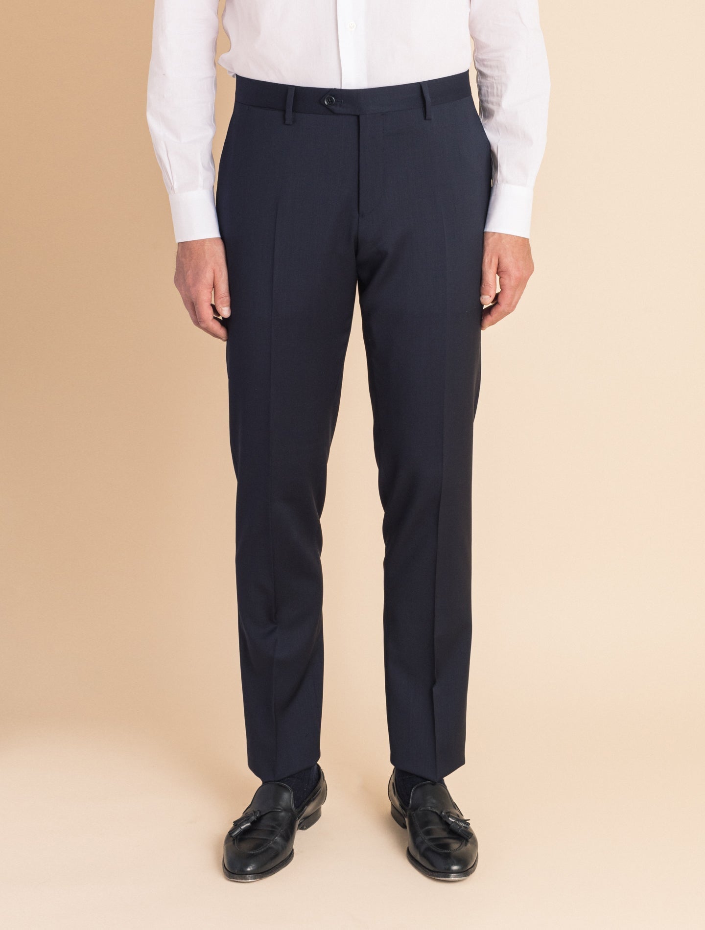 Navy Wool Twill Single Breasted Suit | Gabucci