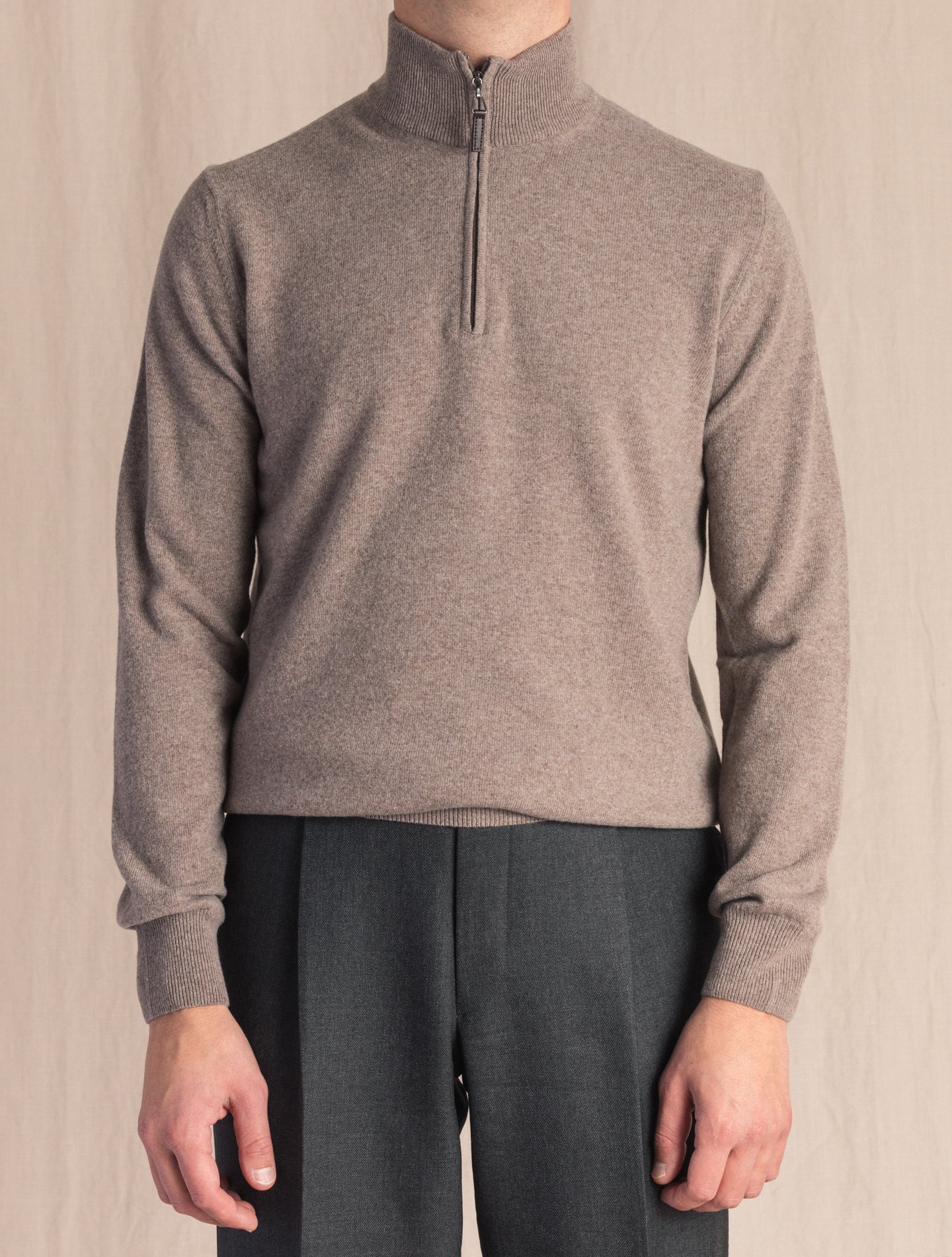 Nougat Knitted 1/4 Zip Sweater | Gabucci