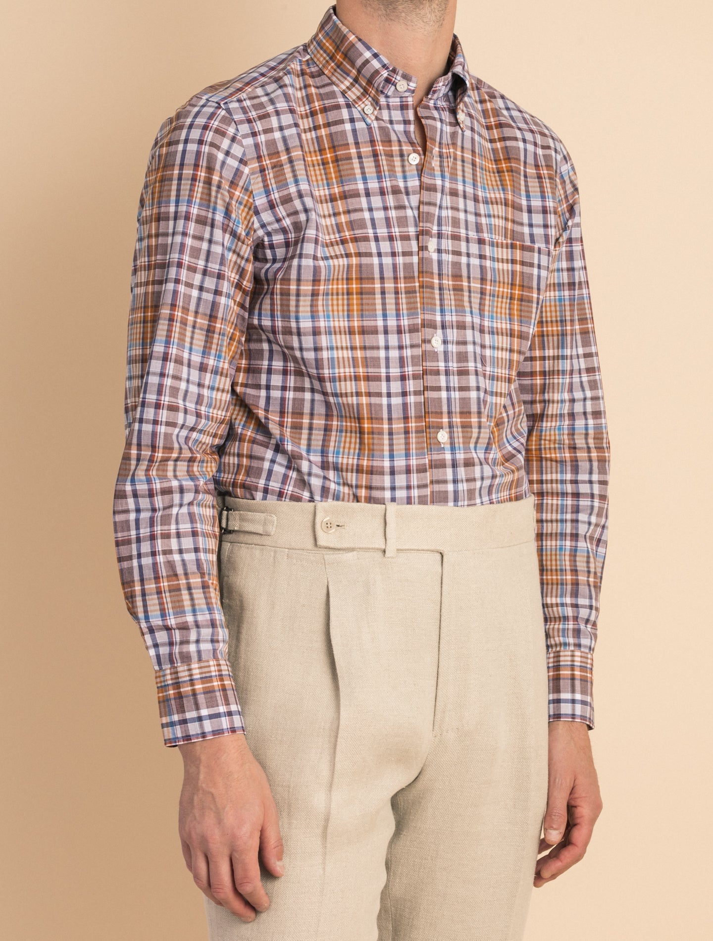 Orange Toledo Madras Shirt Button Down | Gabucci