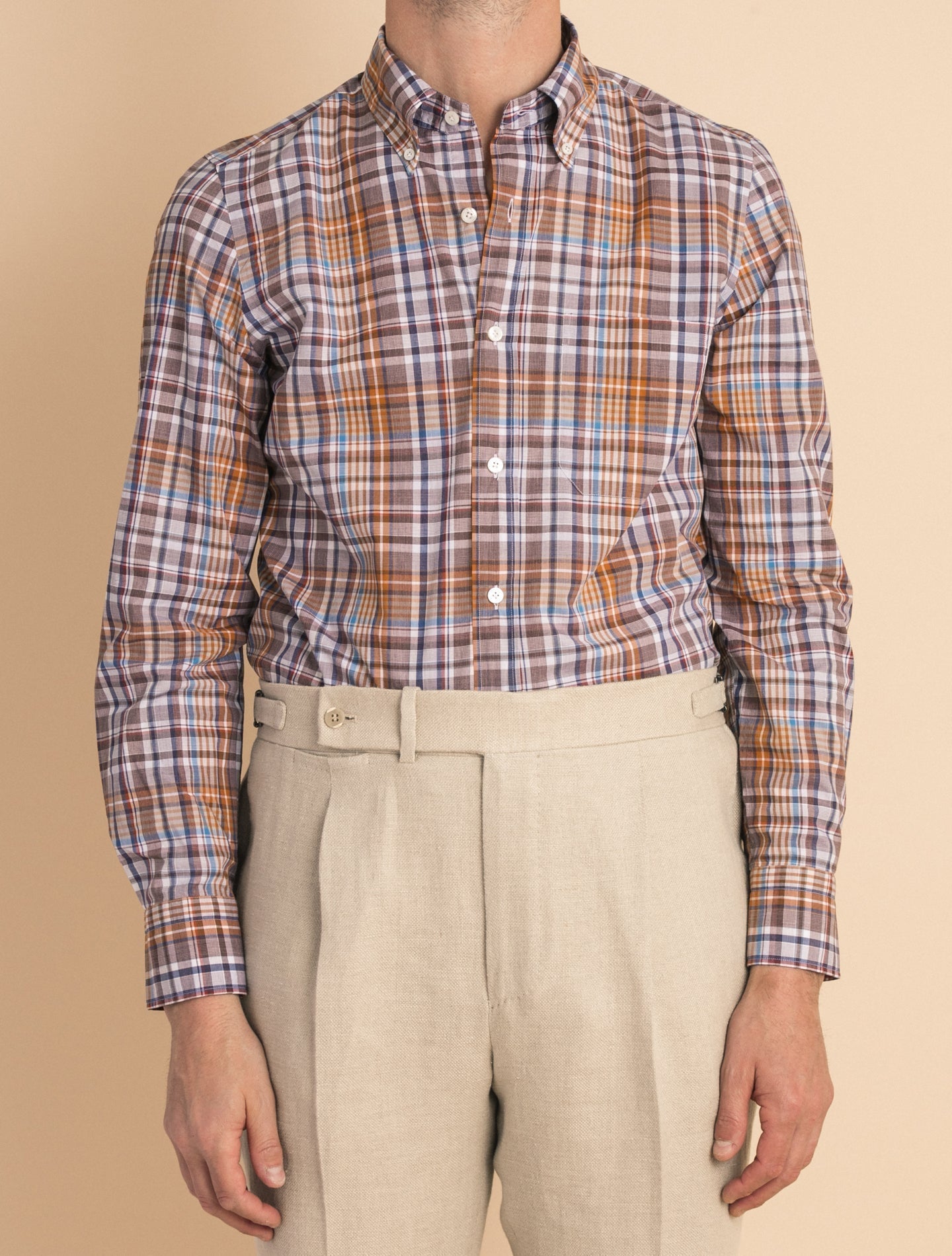 Orange Toledo Madras Shirt Button Down | Gabucci