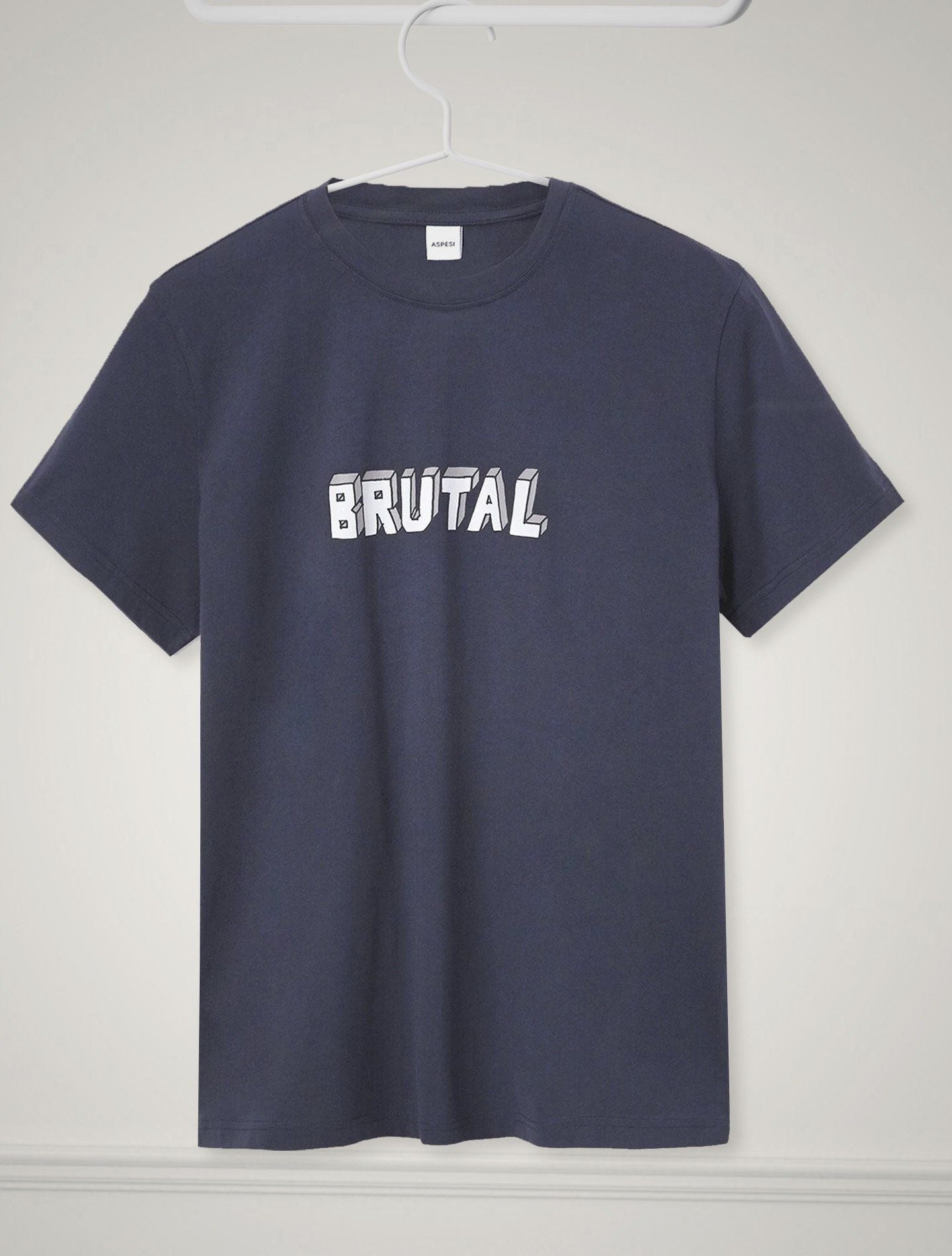 Printed Cotton T-Shirt Brutal Navy Aspesi T-shirts XS