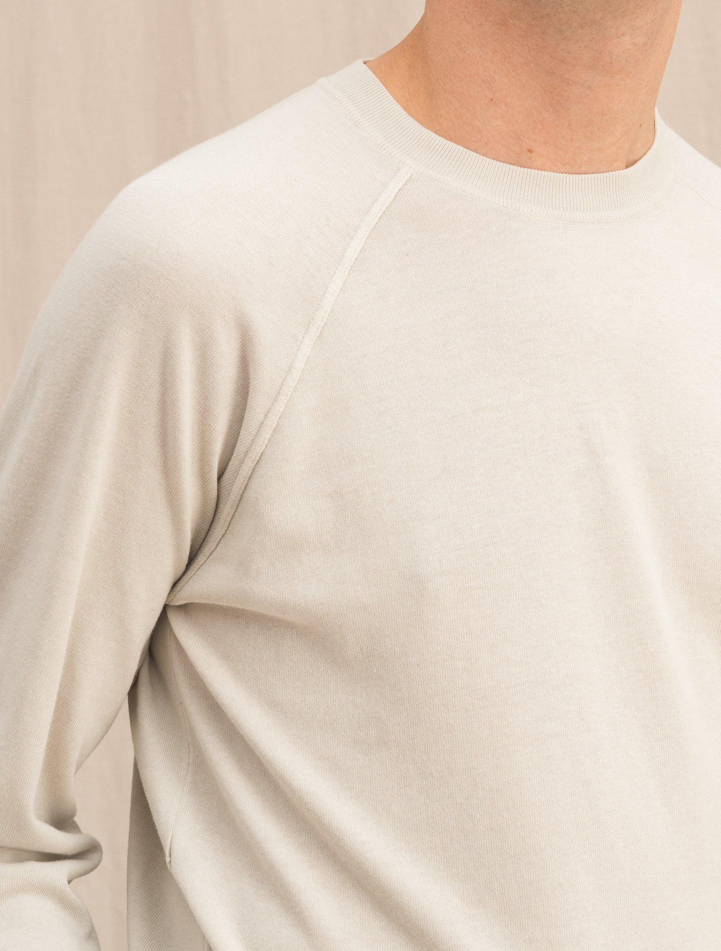 Raglan Long Sleeve Cotton Round Neck Sand Gabucci Knitwear 48