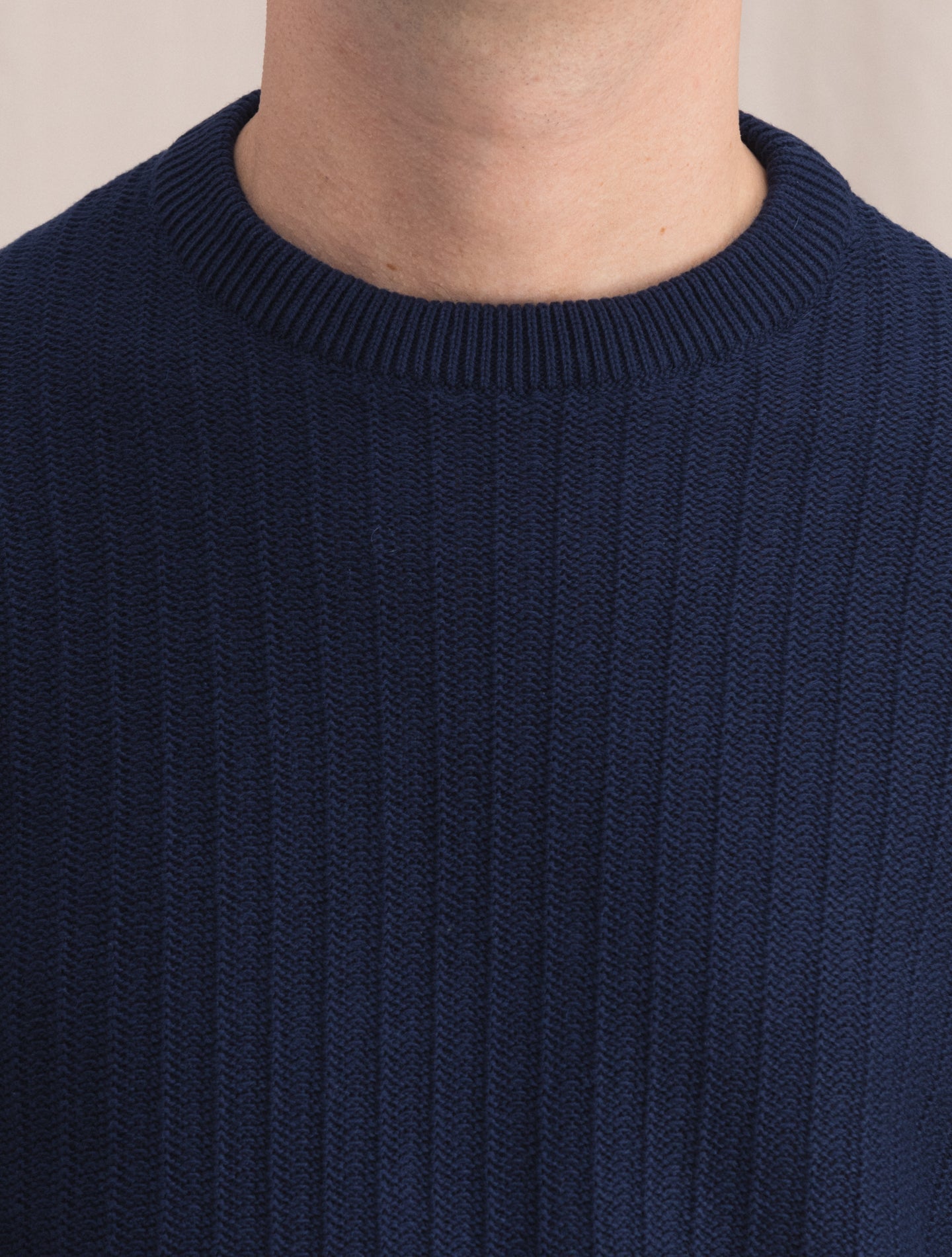 Rib Knitted Cotton Cashmere Crewneck Navy Fioroni Knitwear 46