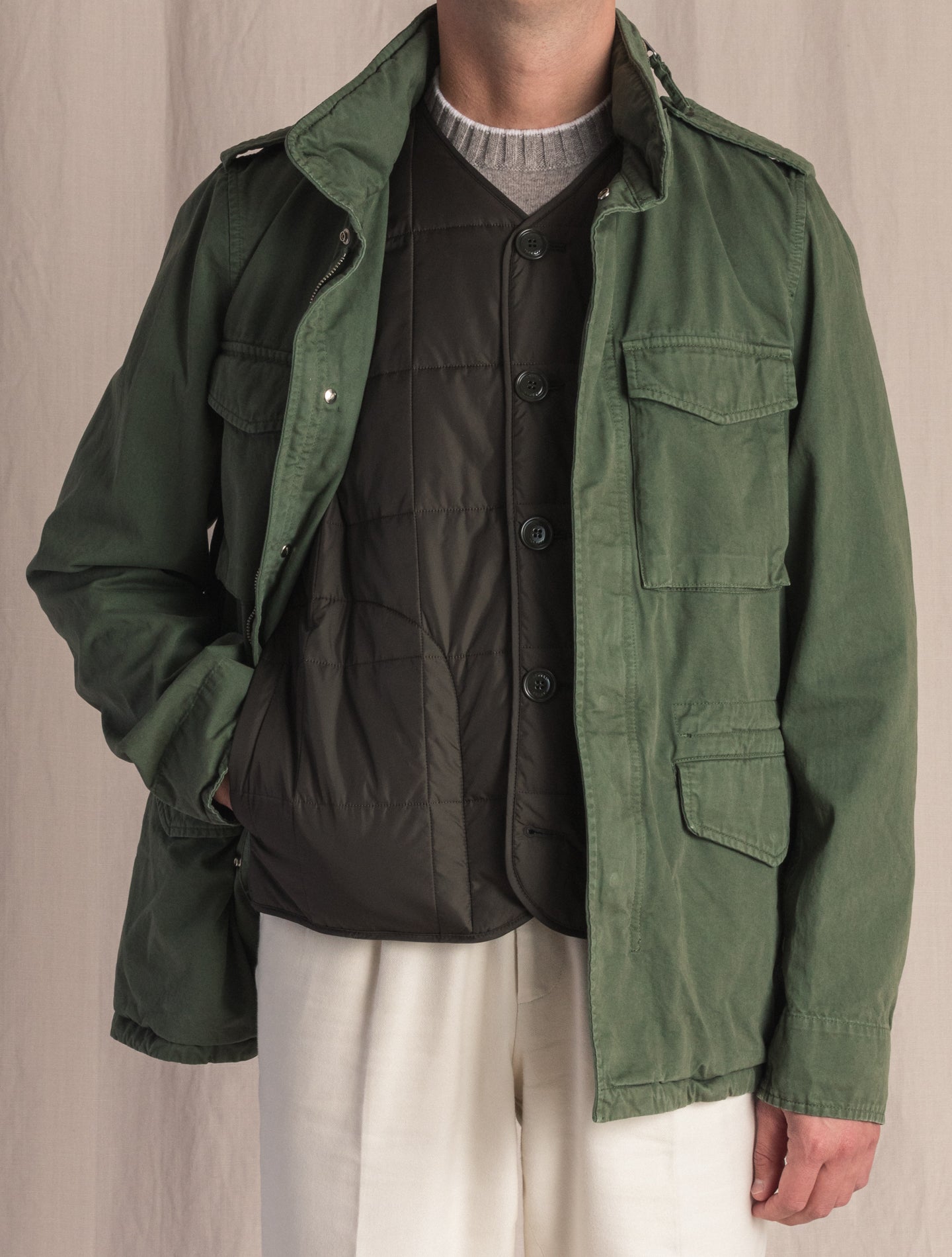 Sage Green Minifield Jacket Cotton | Gabucci