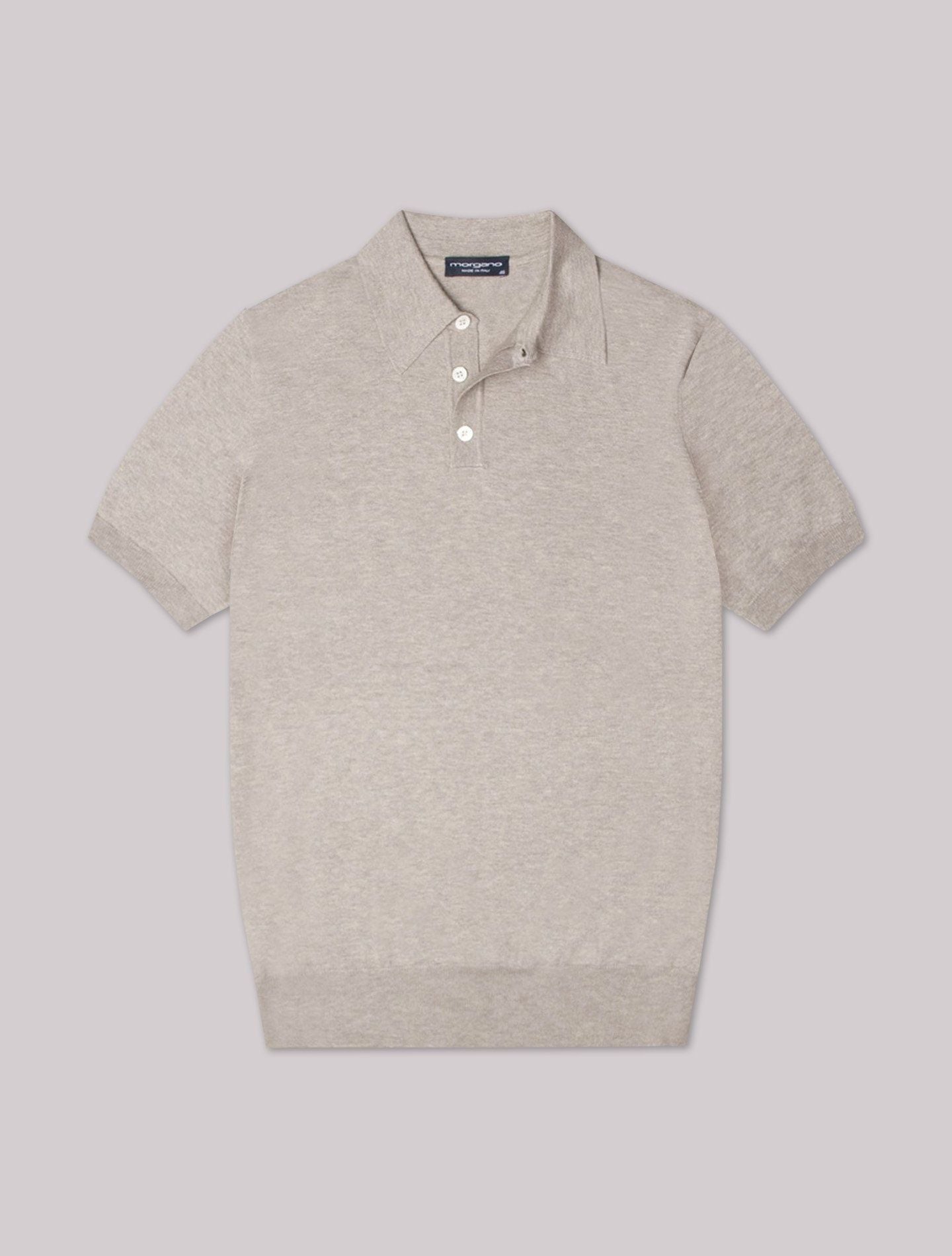 Short Sleeve Knitted Polo Shirt Nougat Morgano Polo shirts 46