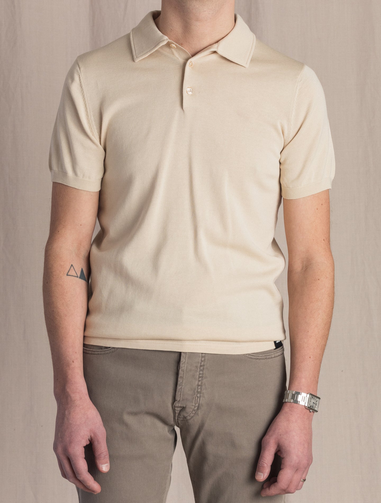 Short Sleeve Polo Cotton Mix Off White Aspesi Knitwear 46