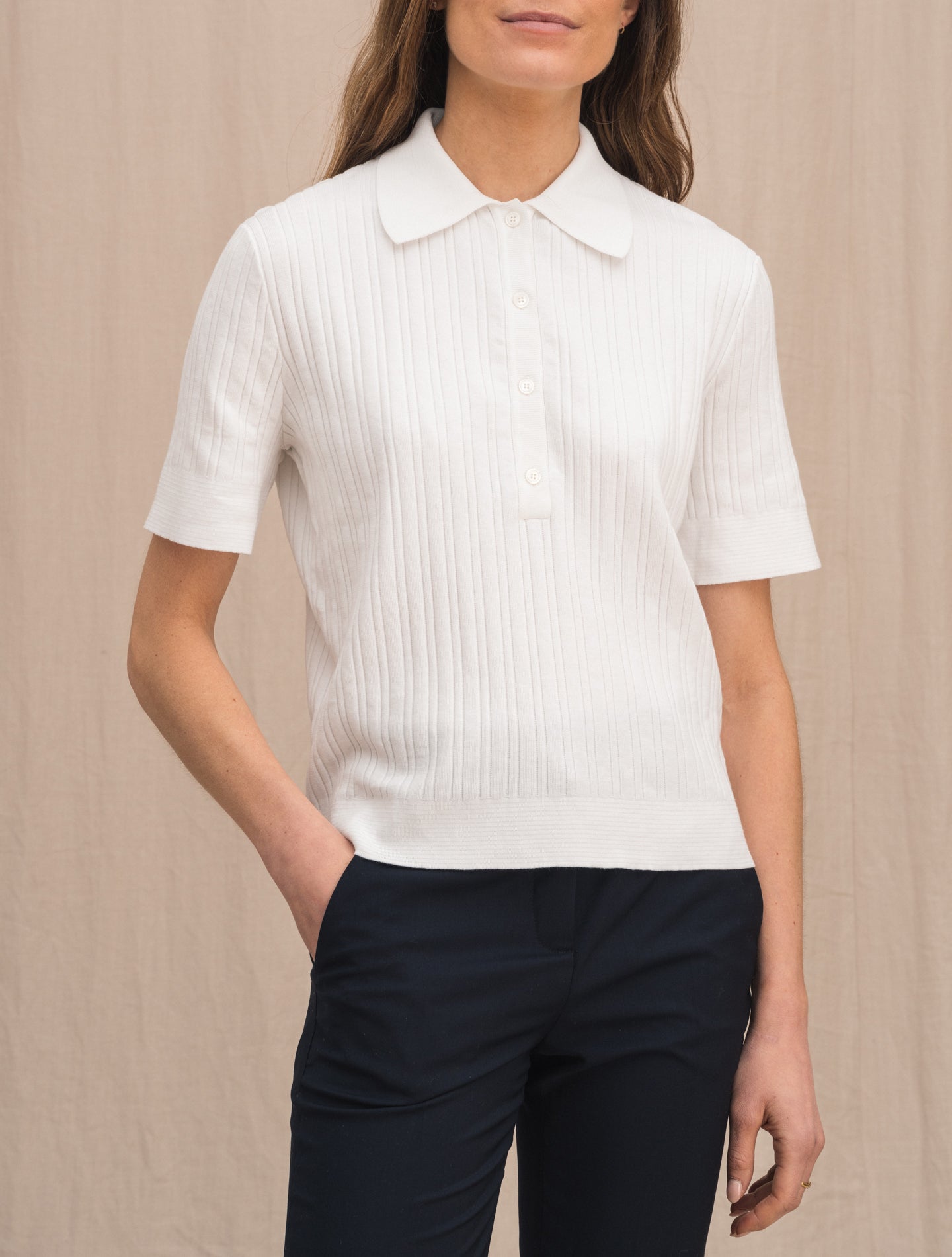 Short Sleeve Polo Shirt White Fedeli Knitwear IT 38