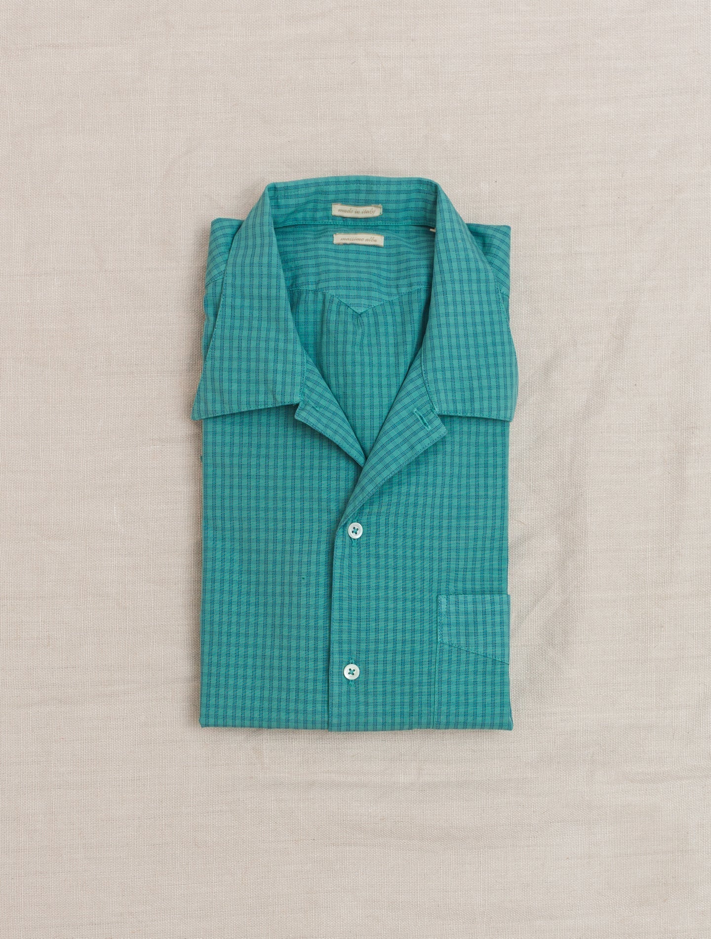 Short Sleeved Camp Collar Shirt Ocean Green Massimo Alba Shirts S