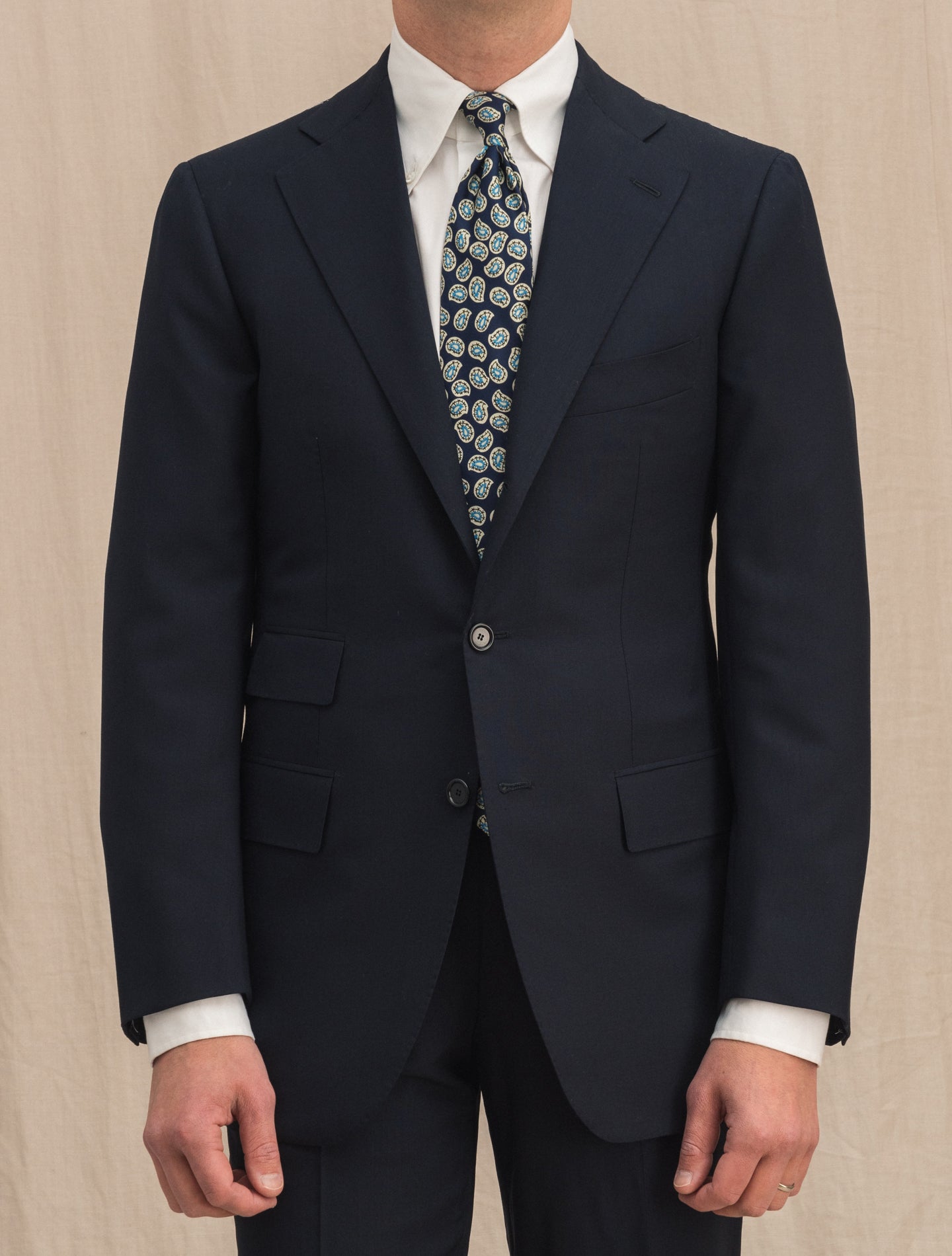 Single Breasted s150 Wool Suit Midnight Blue Cesare Attolini Suits 46