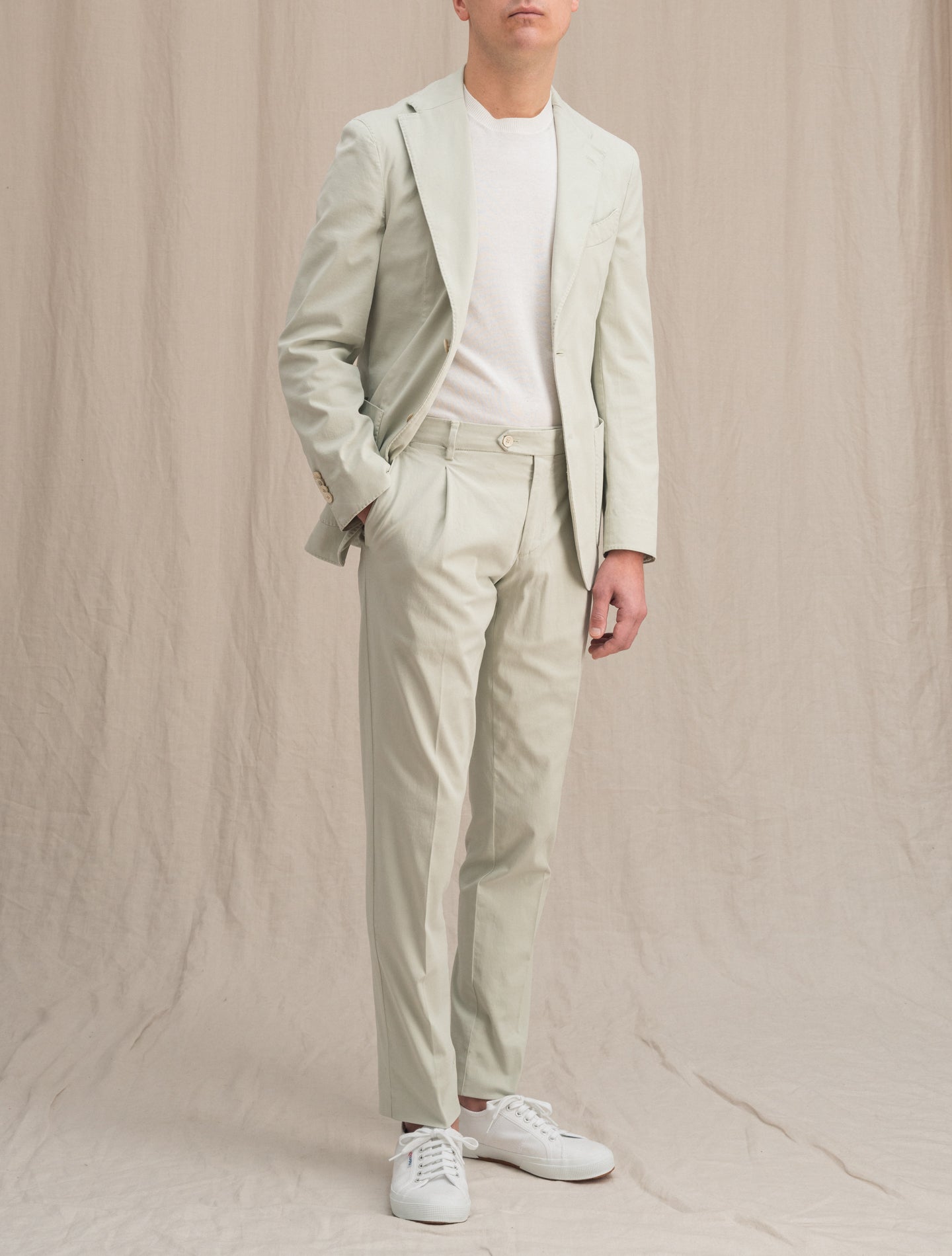 Single Breasted Unconstructed Cotton Suit Sand Lardini Suits 46