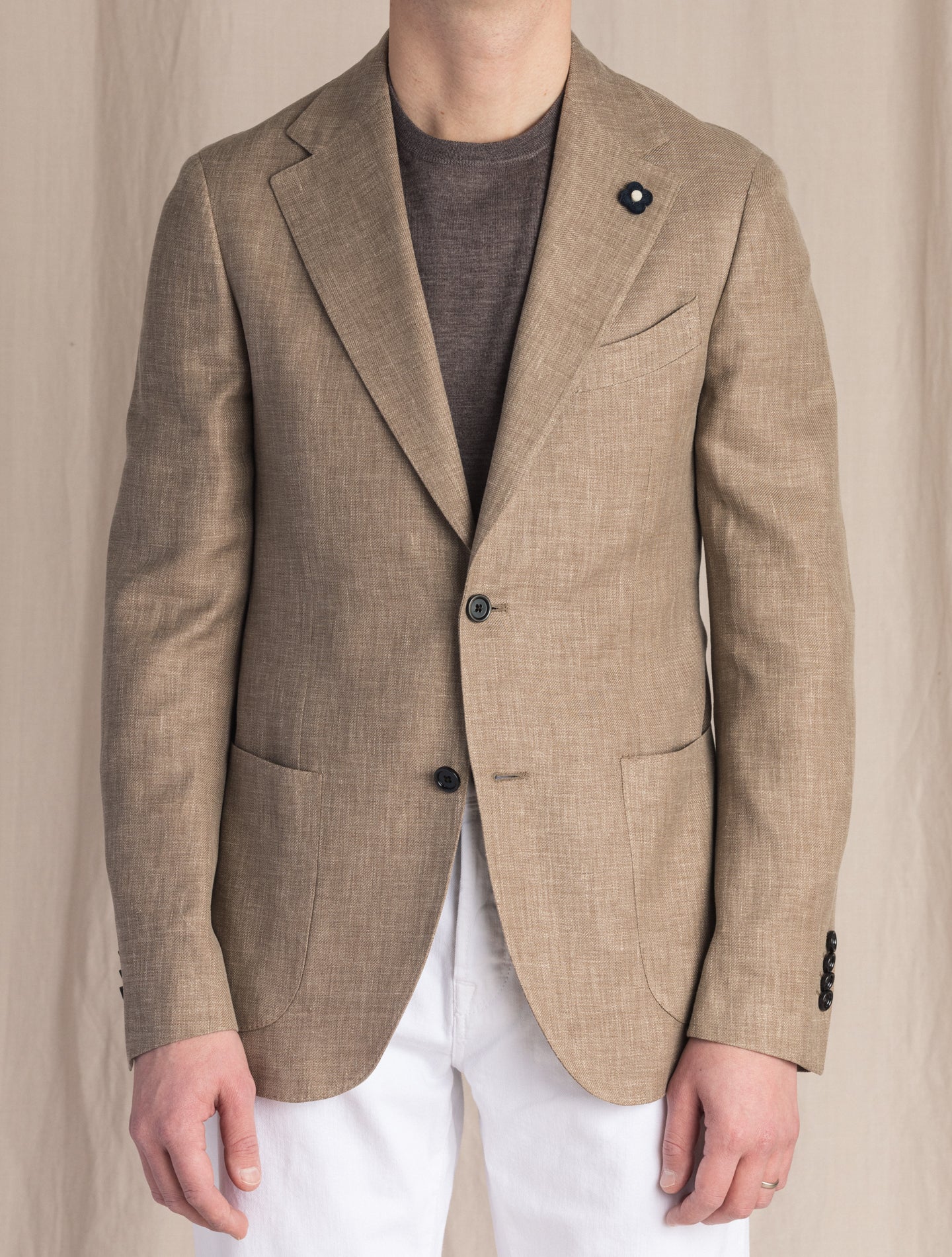 Single Breasted Wool Mix Jacket Beige Lardini Jackets 48