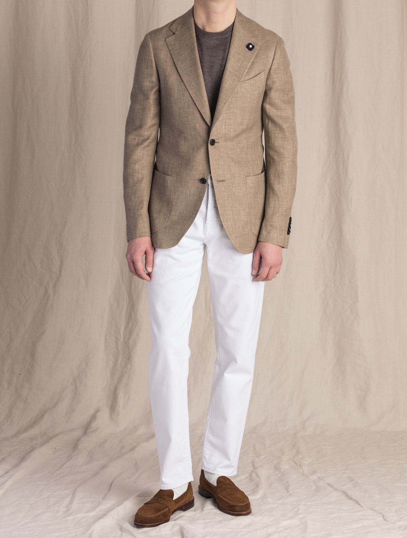 Single Breasted Wool Mix Jacket Beige Lardini Jackets 48
