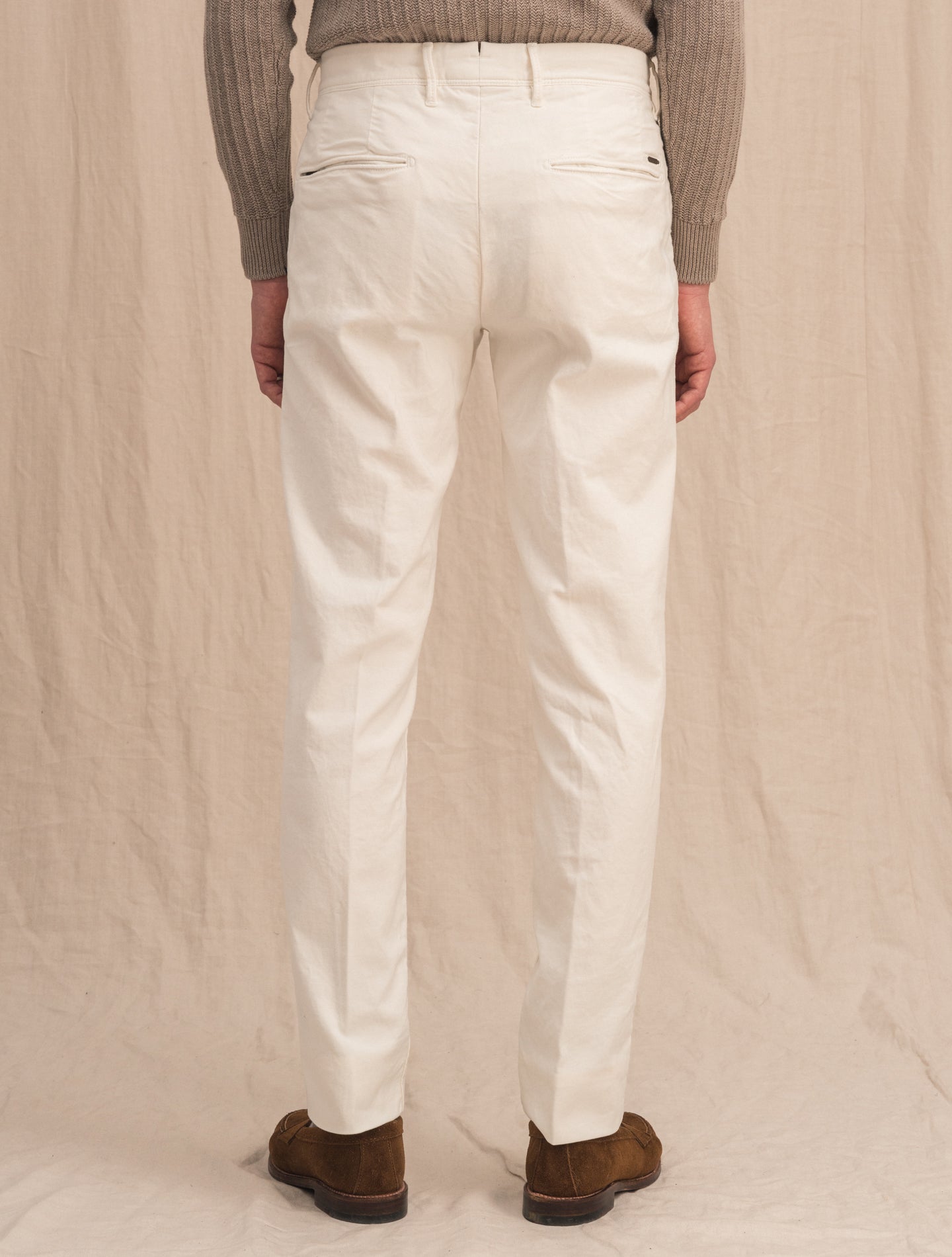 Slim Fit Cotton Slacks Off White Incotex Trousers 31