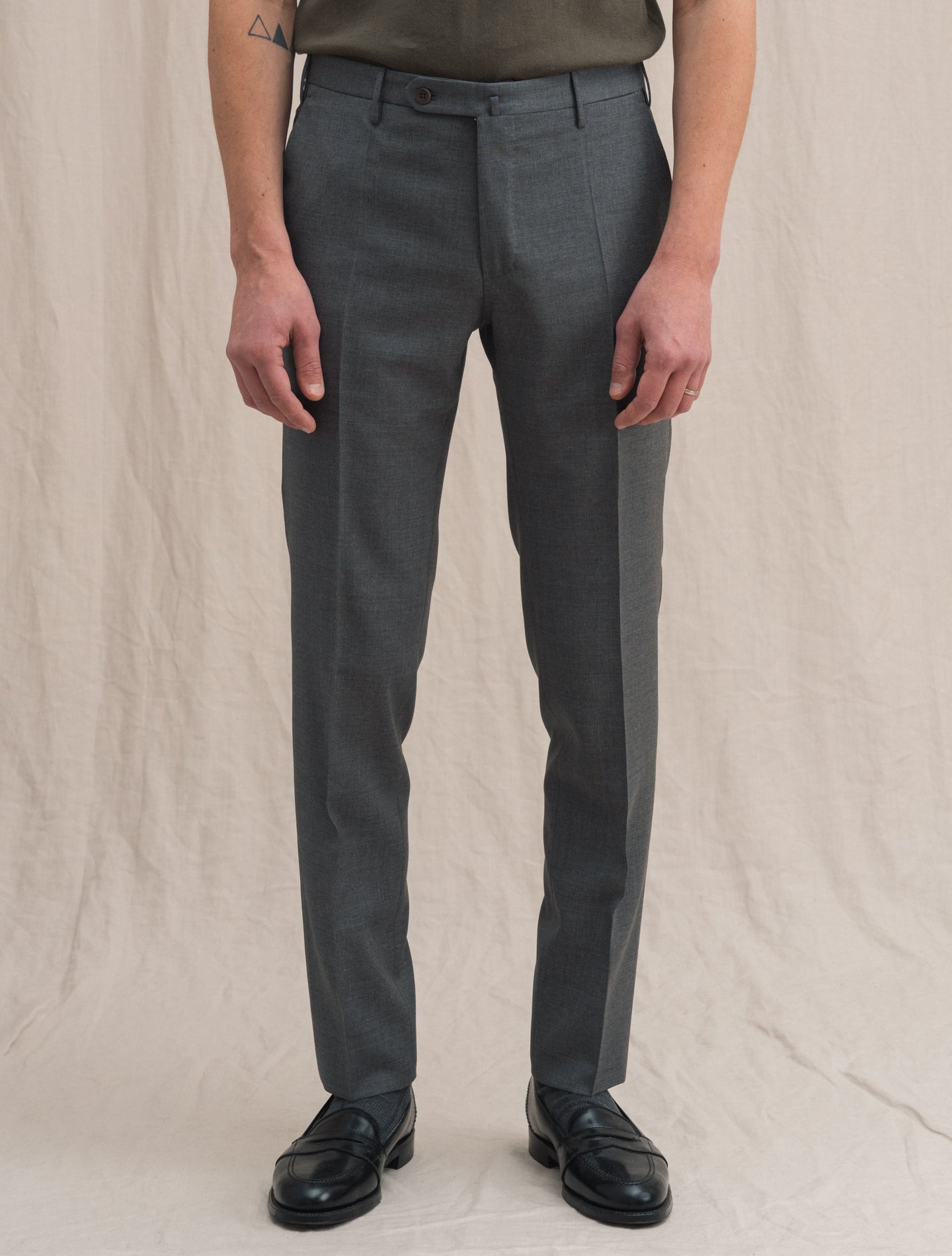 Slim Fit Wool Trousers Grey Incotex Trousers 48