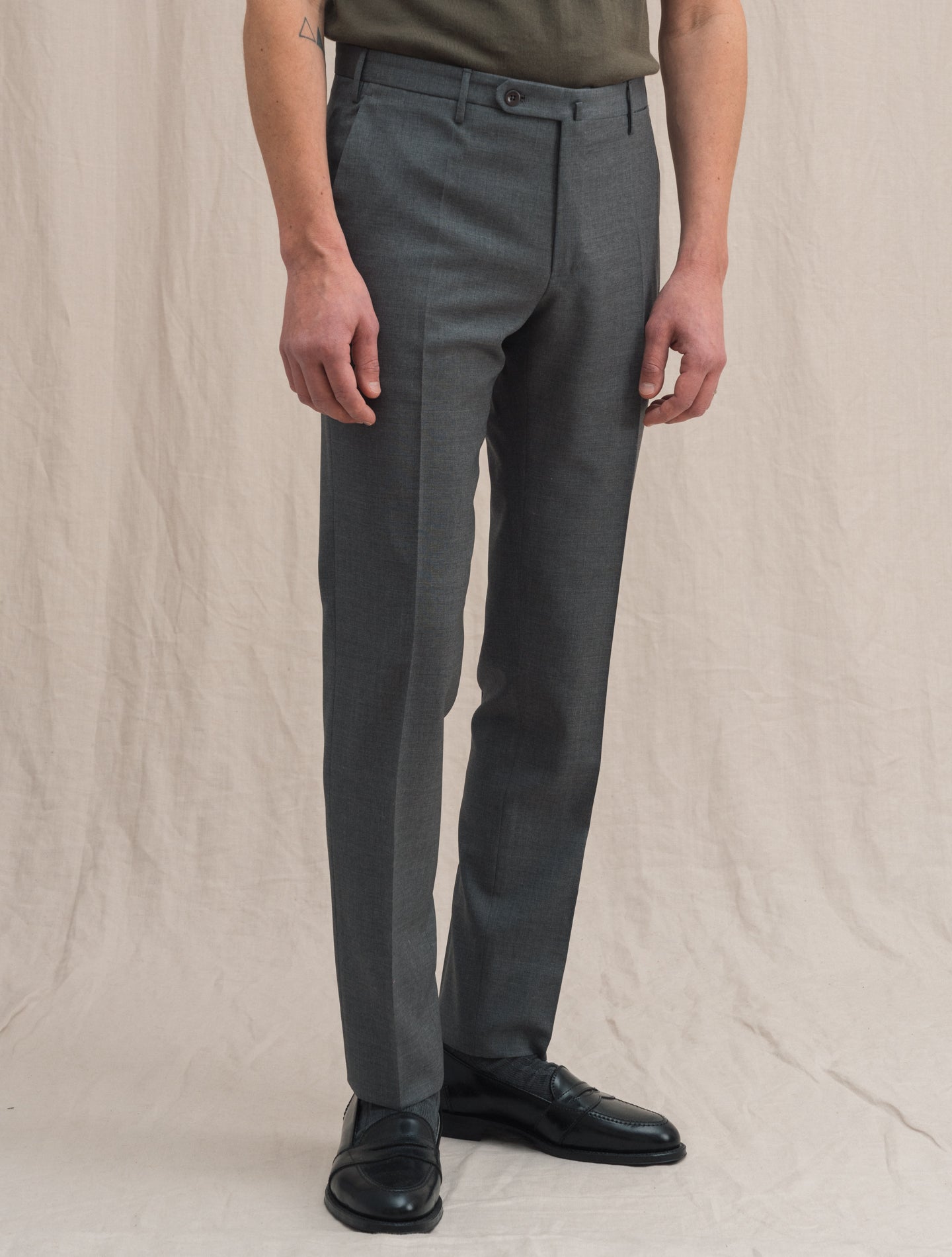 Slim Fit Wool Trousers Grey Incotex Trousers 48