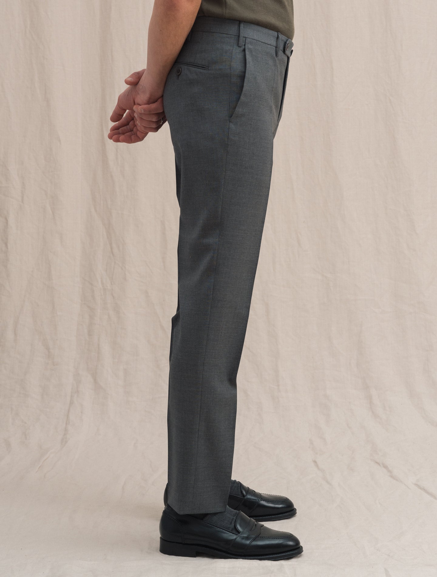 Slim Fit Wool Trousers Grey Incotex Trousers 48