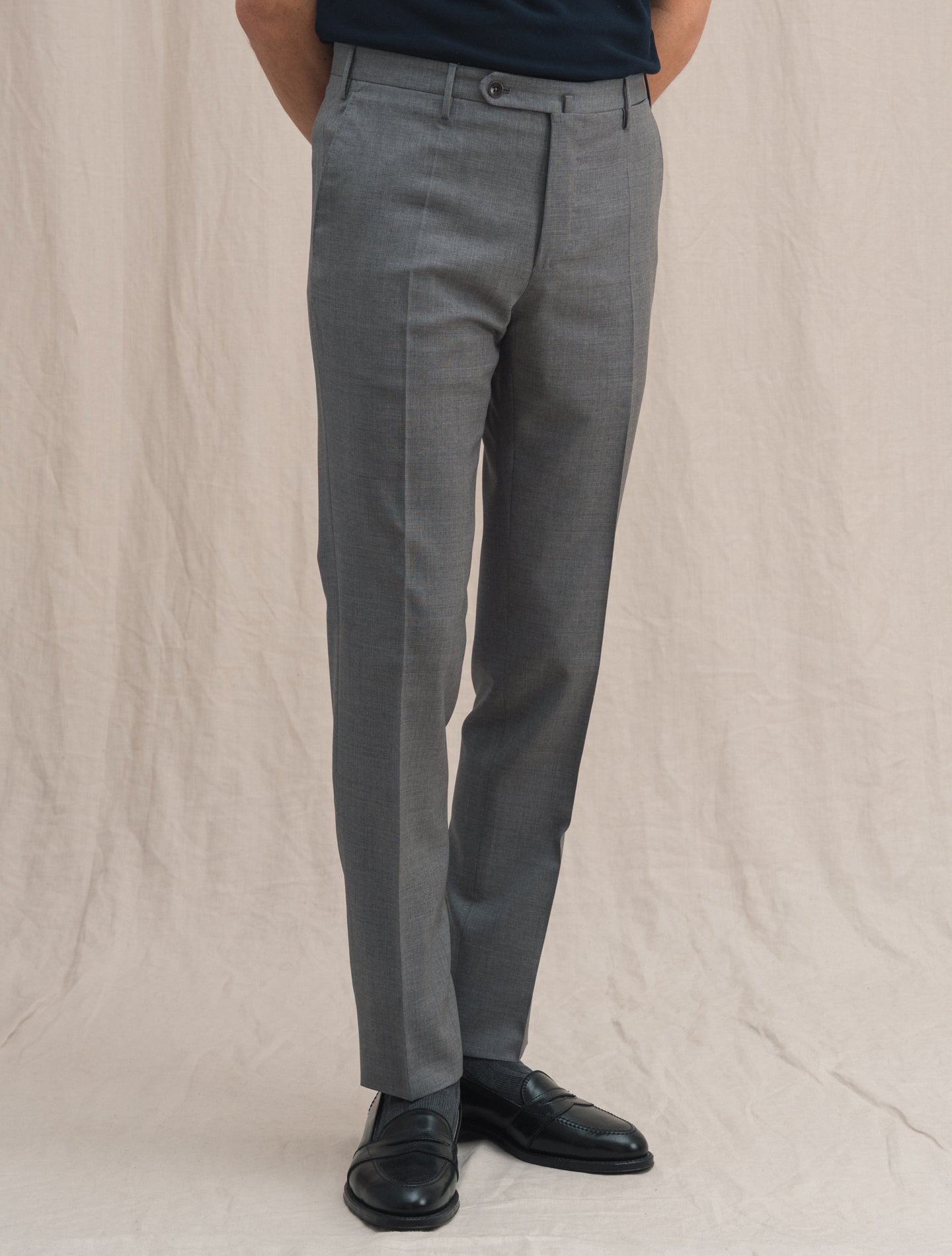 Slim Fit Wool Trousers Light Grey Incotex Trousers 48