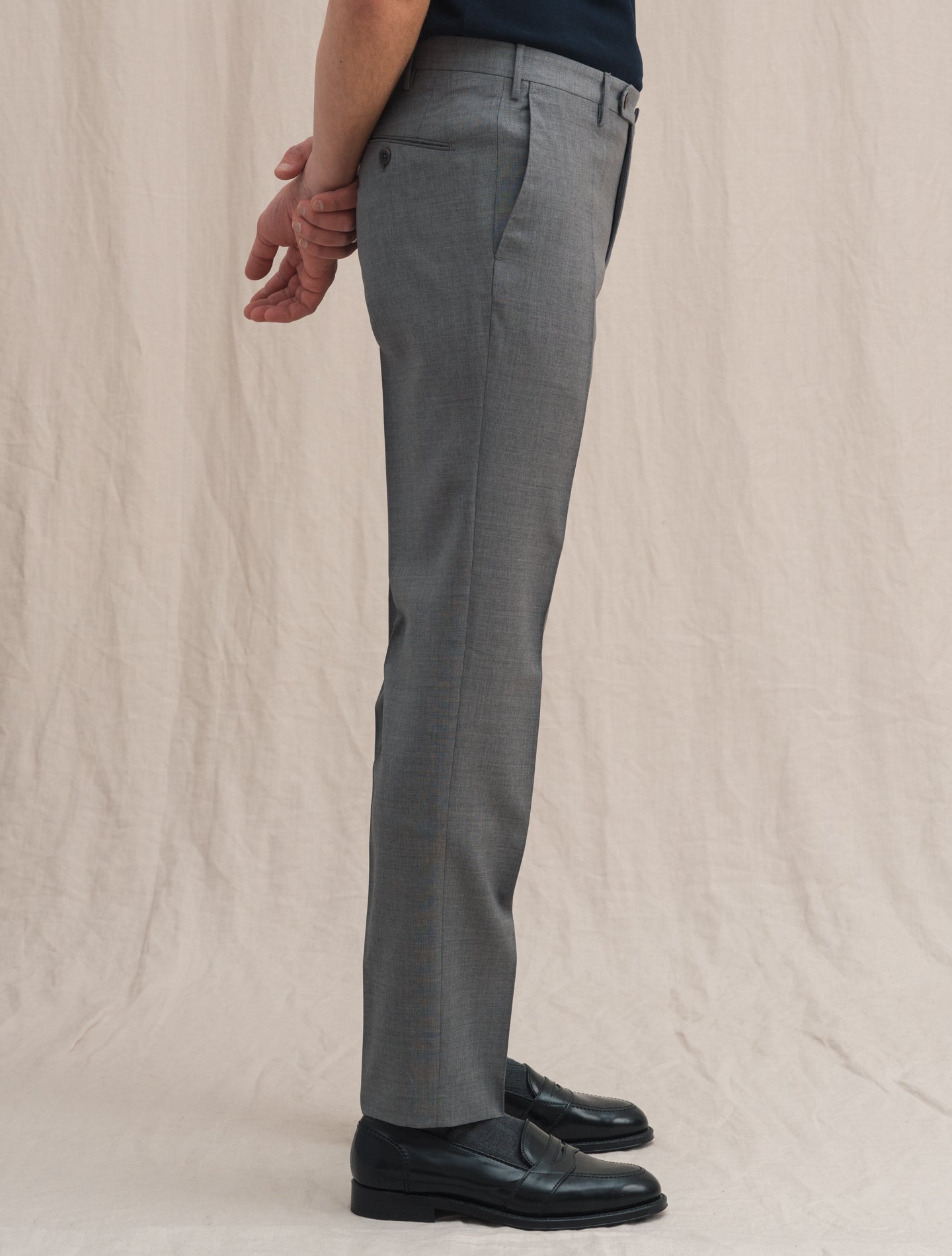 Slim Fit Wool Trousers Light Grey Incotex Trousers 48